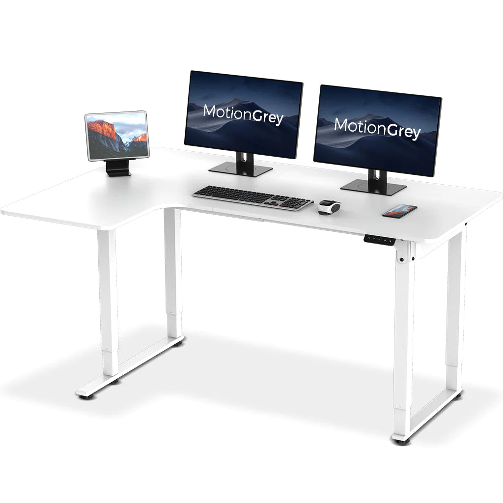 MotionGrey - Ergo2 Series L Shape Standing Desk with Tabletop Desks
