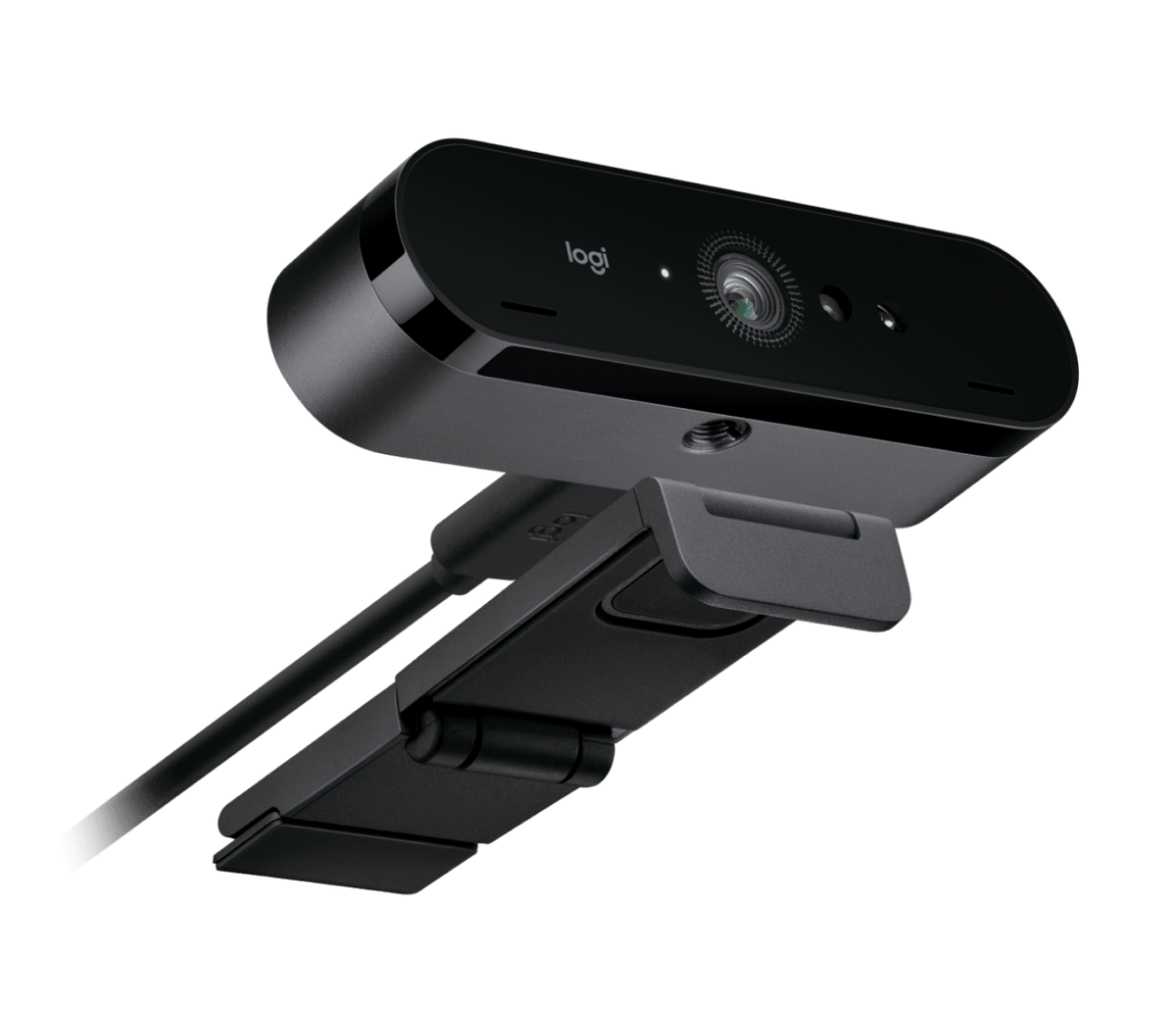 Logitech Brio 4K Graphite webcam and articulated display clip