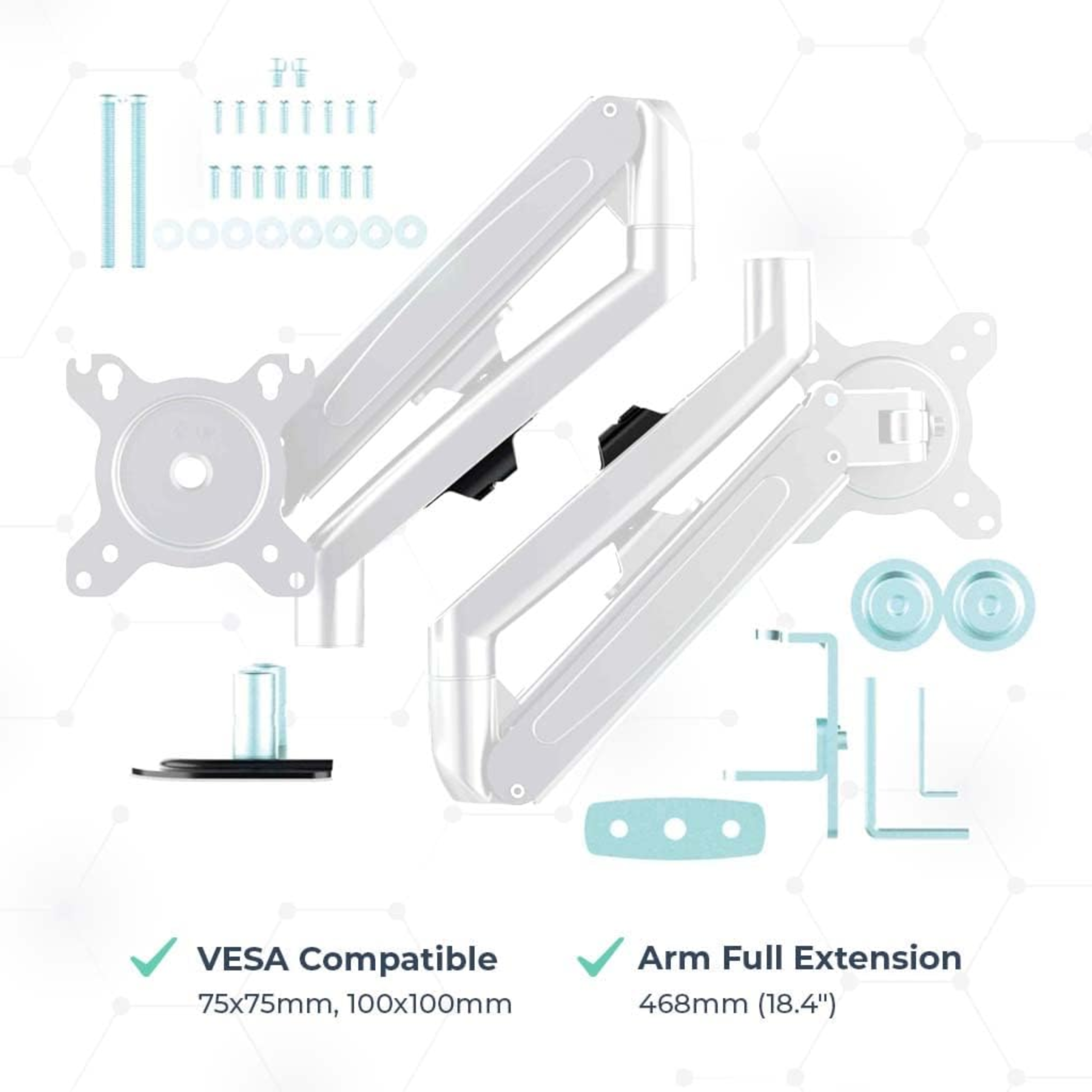 MotionGrey - Adjustable Dual-Monitor Gas Spring Office Desk Mount MONITOR ARMS