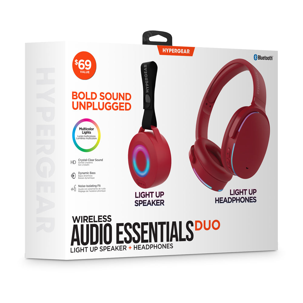Hypergear Wireless Audio Essentials Duo Light-Up Speaker + Headphones Headphones