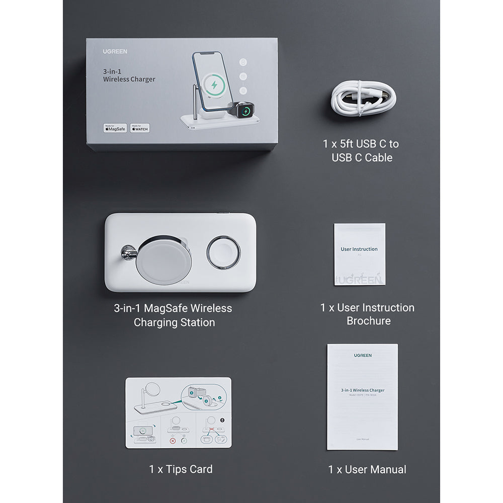 UGREEN 3-in-1 Wireless Charger for Apple Watch Charging Hub