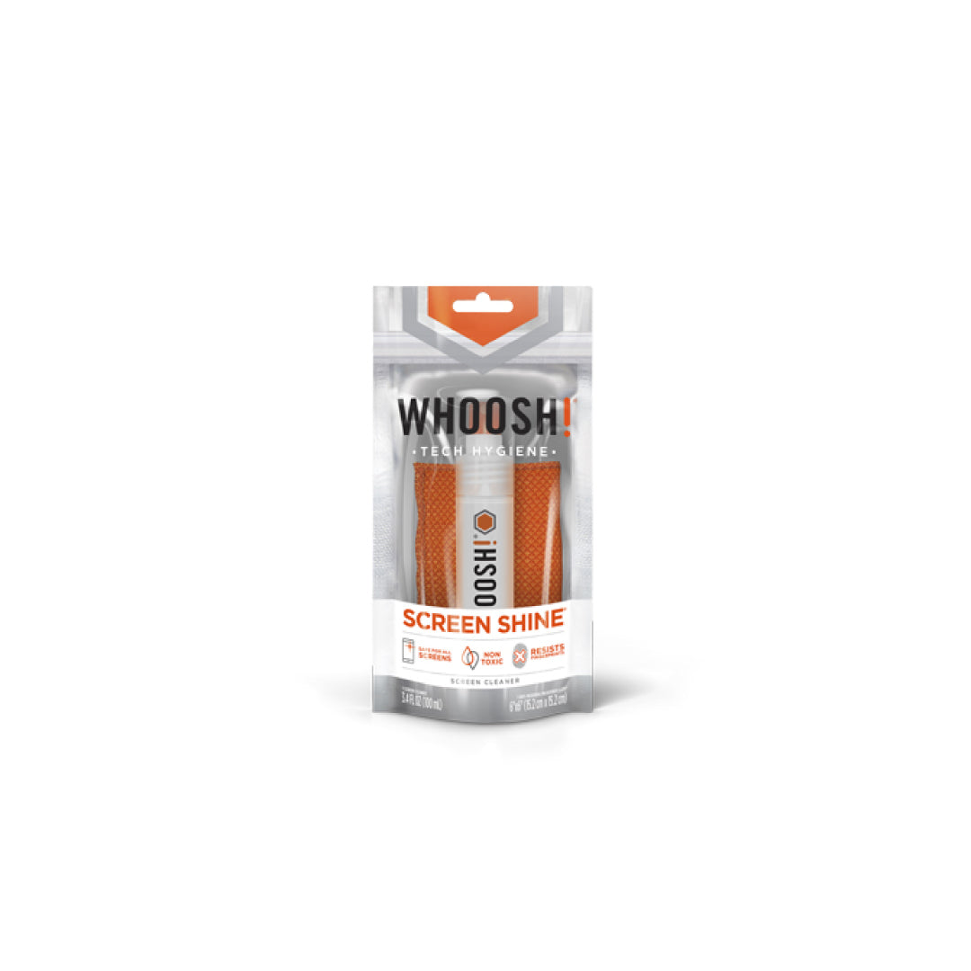 Whoosh! Screen Shine 100ML GO XL Spray with Antimicrobial Cloth Non-Toxic Alcohol & Ammonia Free Formula Cleaners