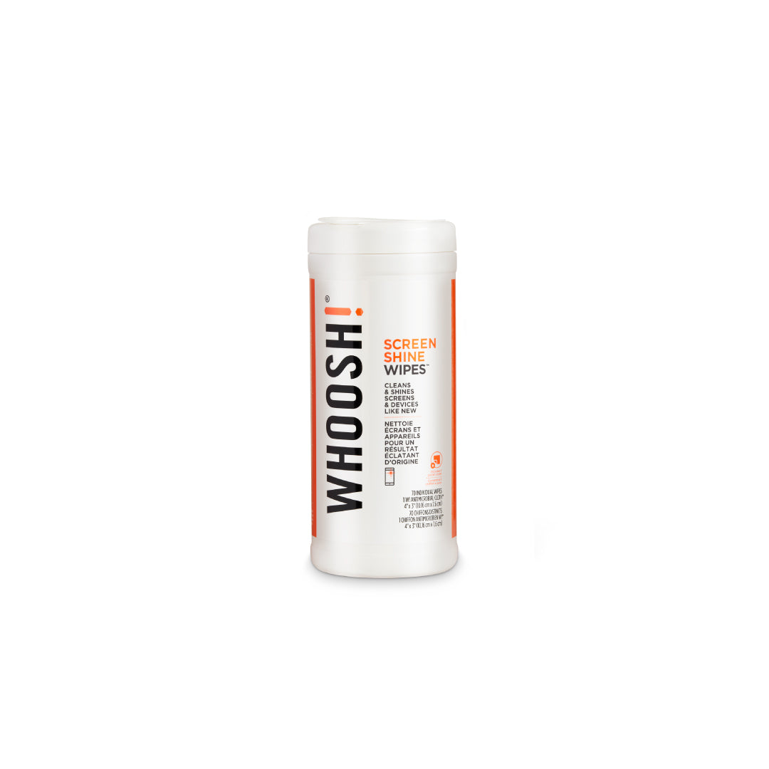 Whoosh! Screen Shine Wipes 70 Canister Non-Toxic Alcohol & Ammonia Free Formula Cleaners