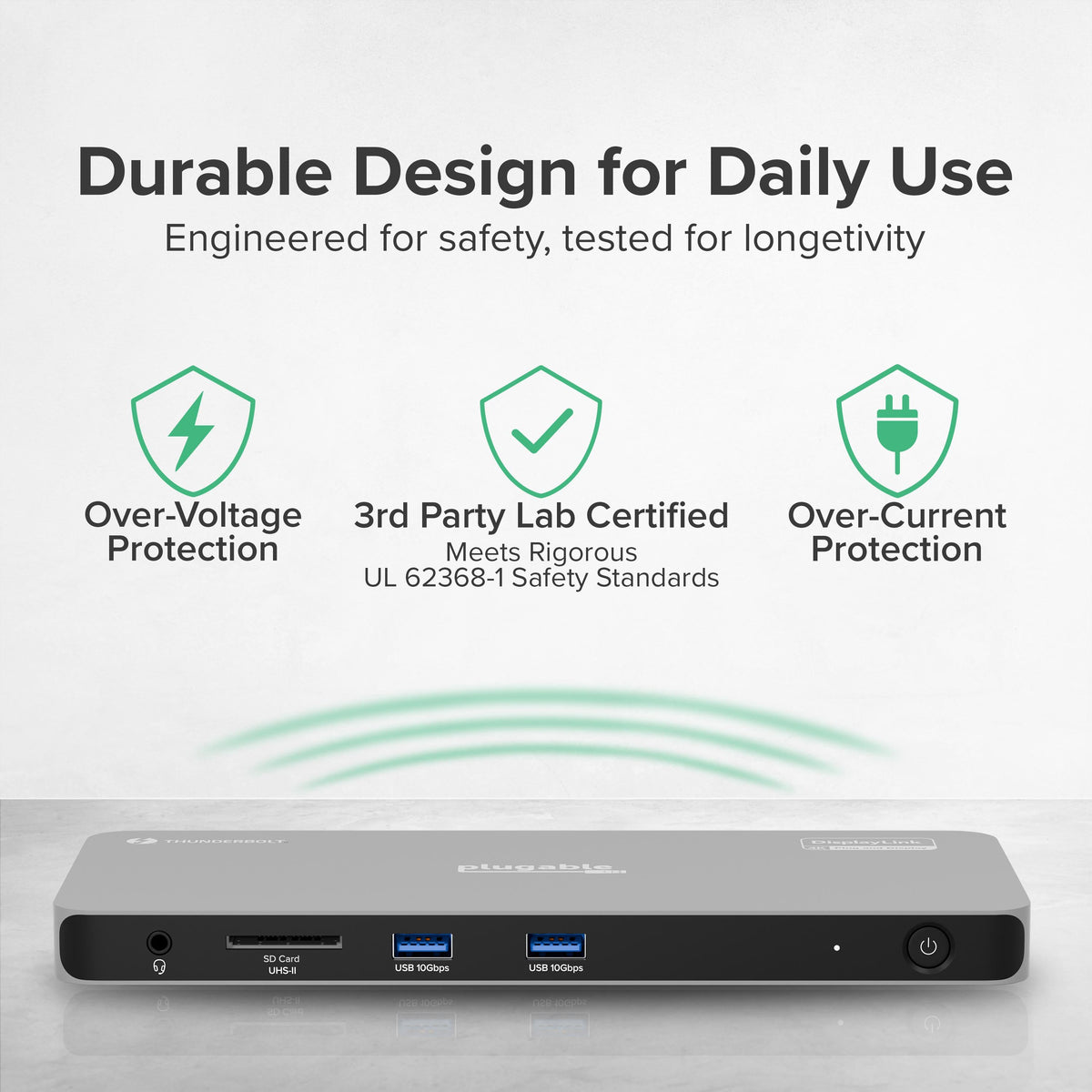 Plugable TBT-6950PD docking station front panel