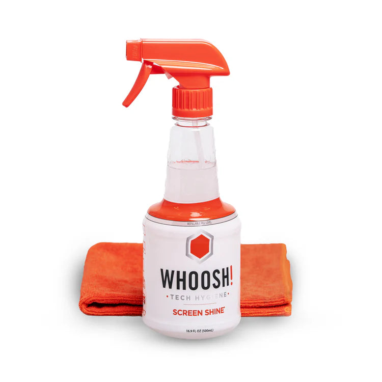 Whoosh! Screen Shine 500ML Refillable Spray Bottle With Microfibre Cloth Non-Toxic Alcohol & Ammonia Free Formula Cleaners