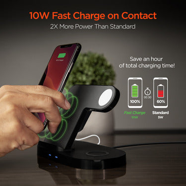 Hypergear 3-in-1 Wireless Charging Dock with 10W Wireless Fast Charge Charging Hub