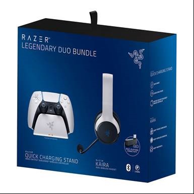 Razer Legendary Duo Bundles PS5 Kaira Wireless Headset with Boom Mic & Quick Charging Stand Gaming Headsets