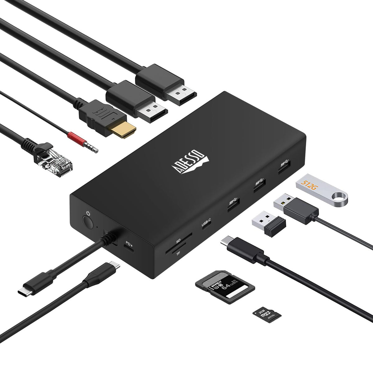 Dock connected to a workstation with display and USB accessories