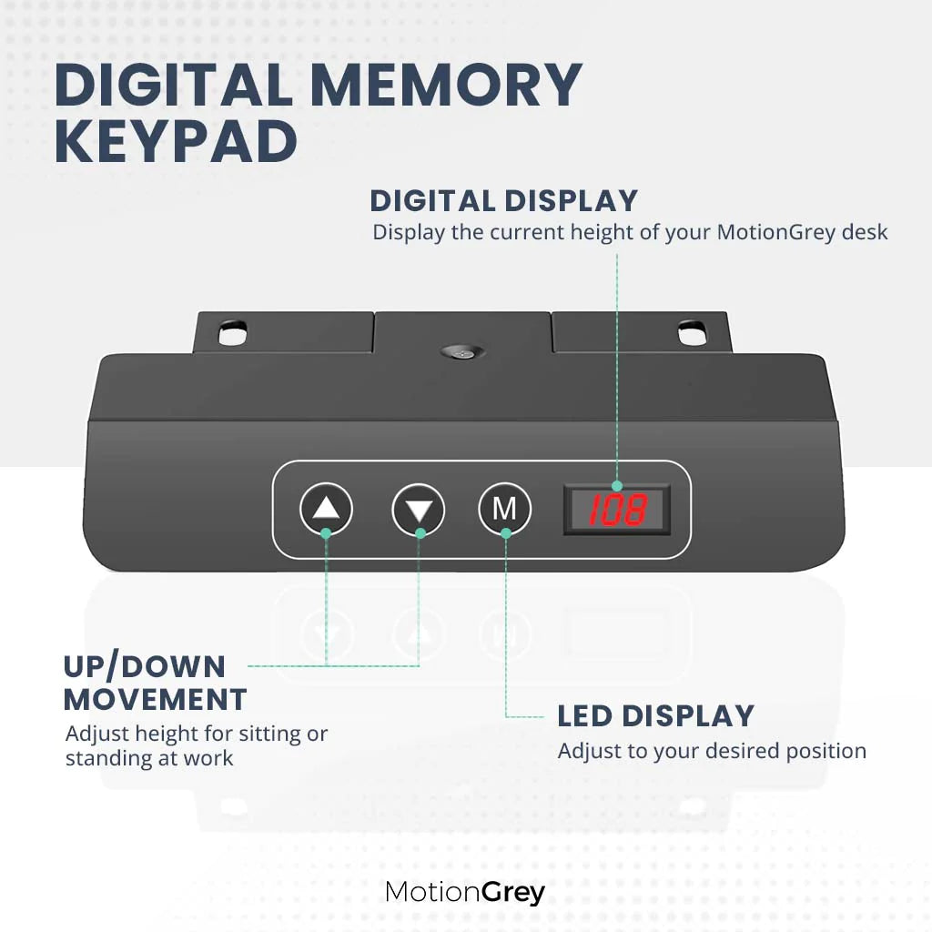 MotionGrey - Motion Ergo2 Series - Standing Desk with Tabletop Desks