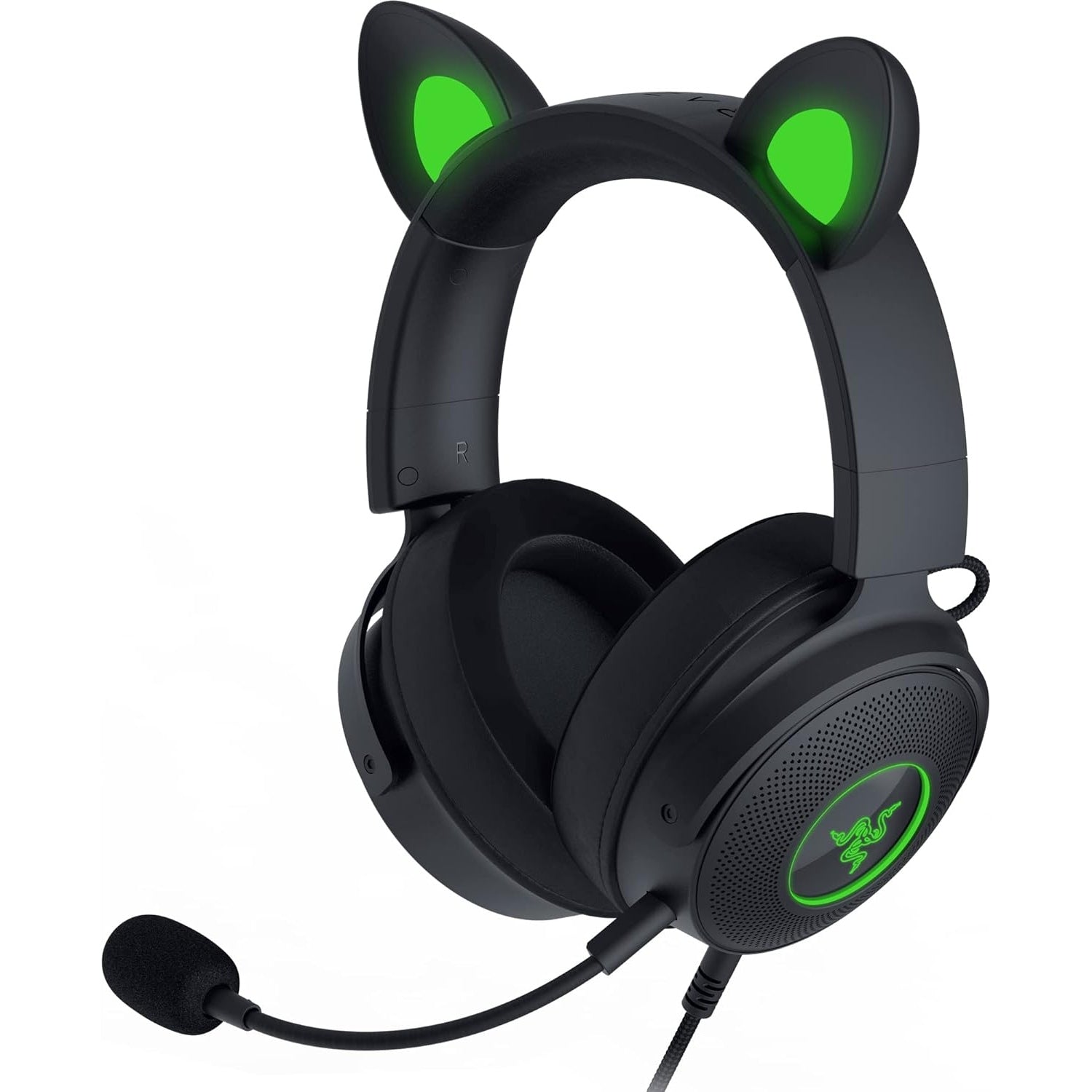 Razer Gaming Headset Kraken Kitty V2 Pro - Wired Stream Reactive RGB Interchangeable Ears Detachable HyperClear Mic THX Spatial Audio Passive Noise Cancelling Gaming Headsets