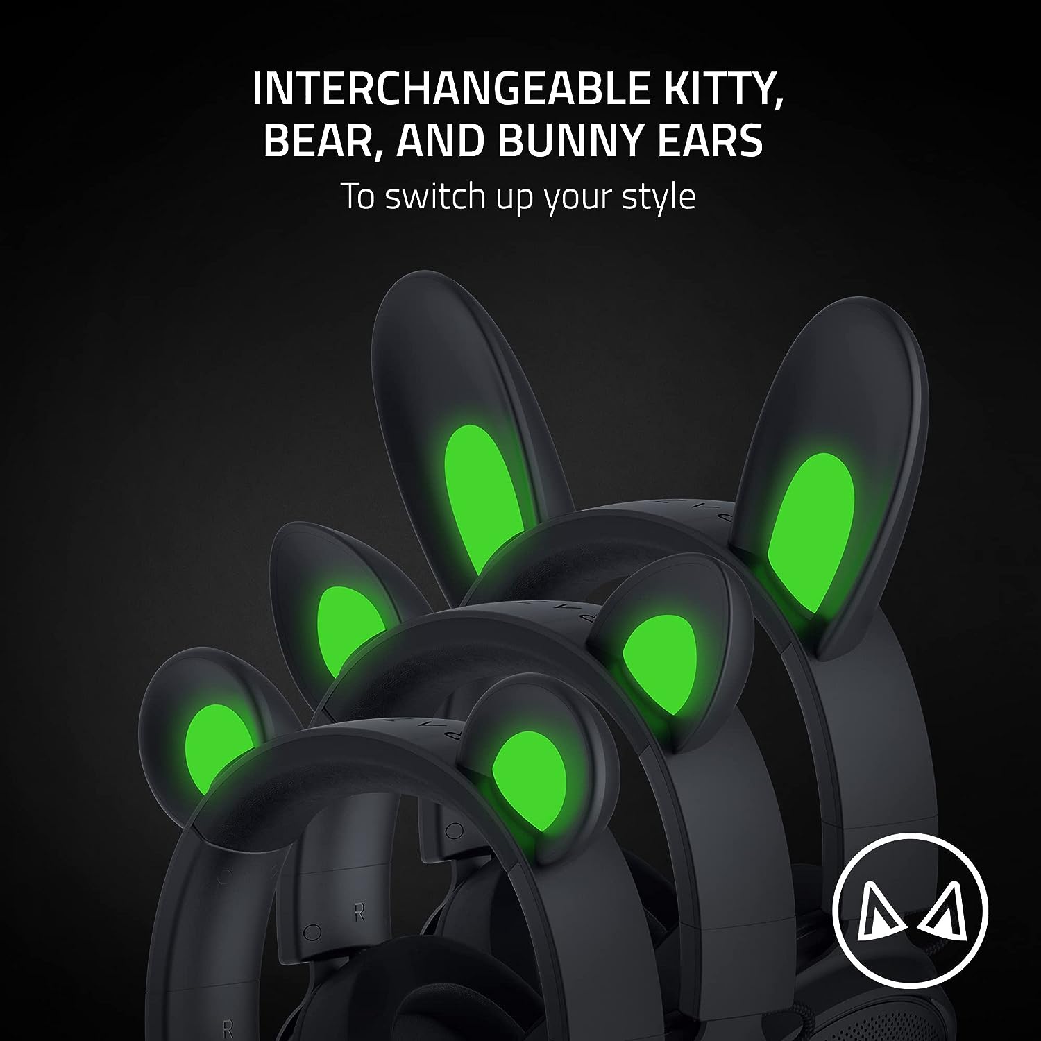 Razer Gaming Headset Kraken Kitty V2 Pro - Wired Stream Reactive RGB Interchangeable Ears Detachable HyperClear Mic THX Spatial Audio Passive Noise Cancelling Gaming Headsets