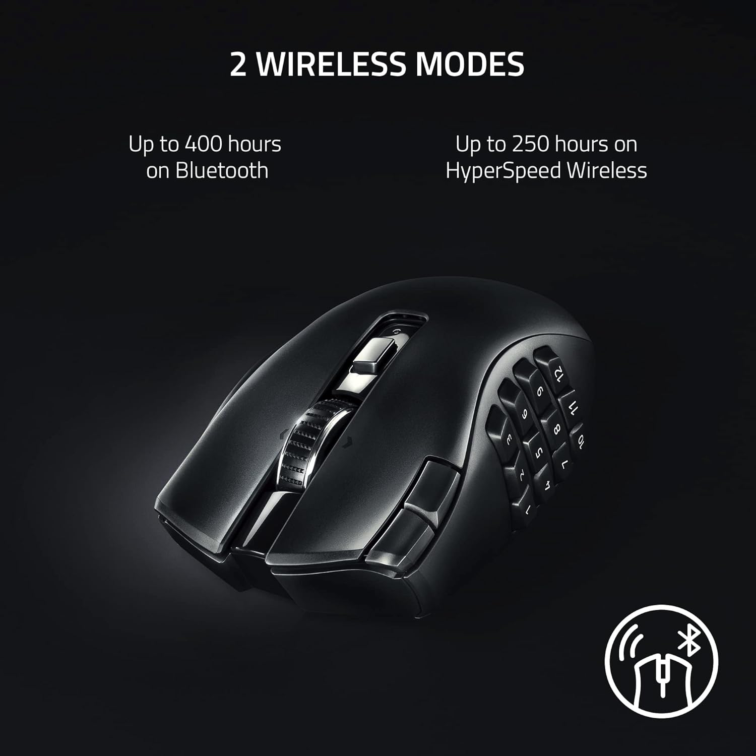 Razer Gaming Mouse Wireless MMO Naga V2 Hyperspeed 19 Buttons 30000Dpi Bluetooth – Black Gaming Mouse