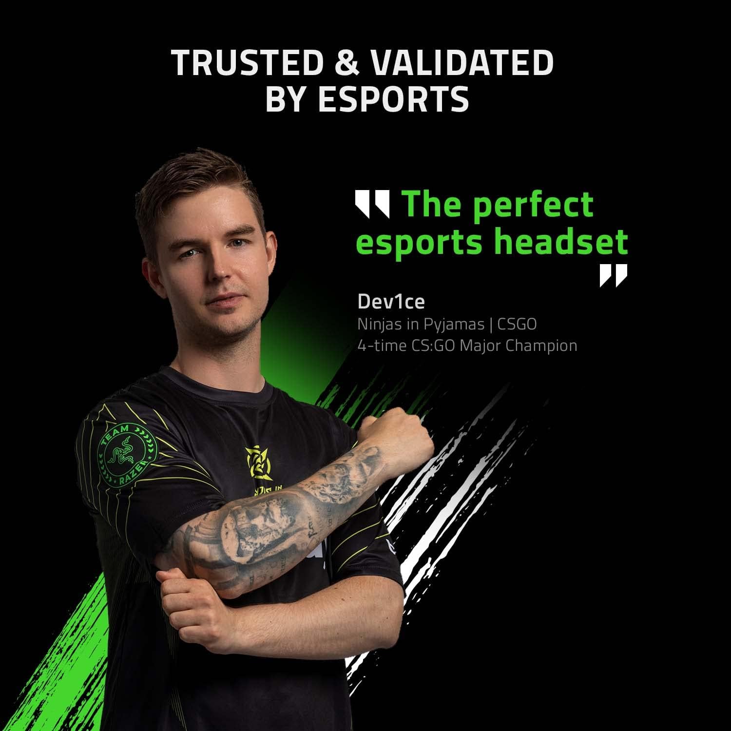 Razer Gaming Headset Wireless BlackShark V2 Pro With HyperClear Removable Super Wideband Mic, Noise Isolation,50MM Drivers, Esports Multiplatform, THX, Up To 70hrs Battery - Black Gaming Headsets
