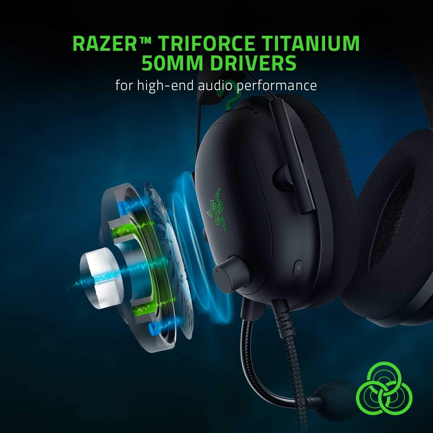 Razer Gaming Headset Wired BlackShark V2 HyperSpeed - With Boom Mic Advanced Passive Noise Isolating THX Bluetooth/USB-C Dongle/Wired USB-A ESports Gaming Headsets