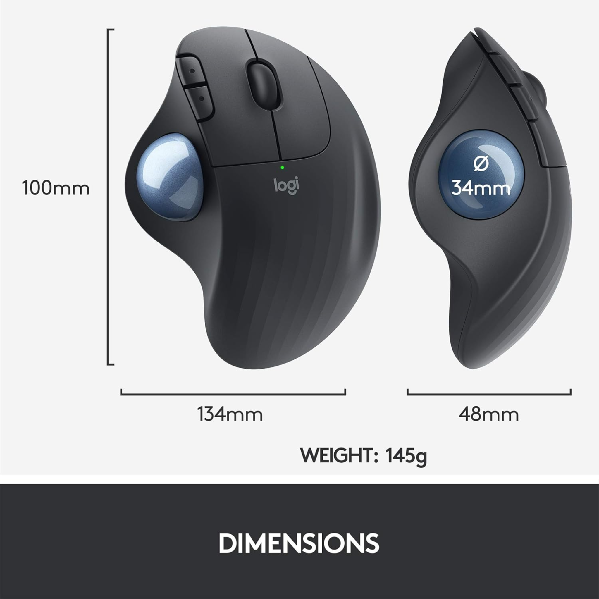 Logitech Ergo M575 Mouse for Business - Graphite Mouse