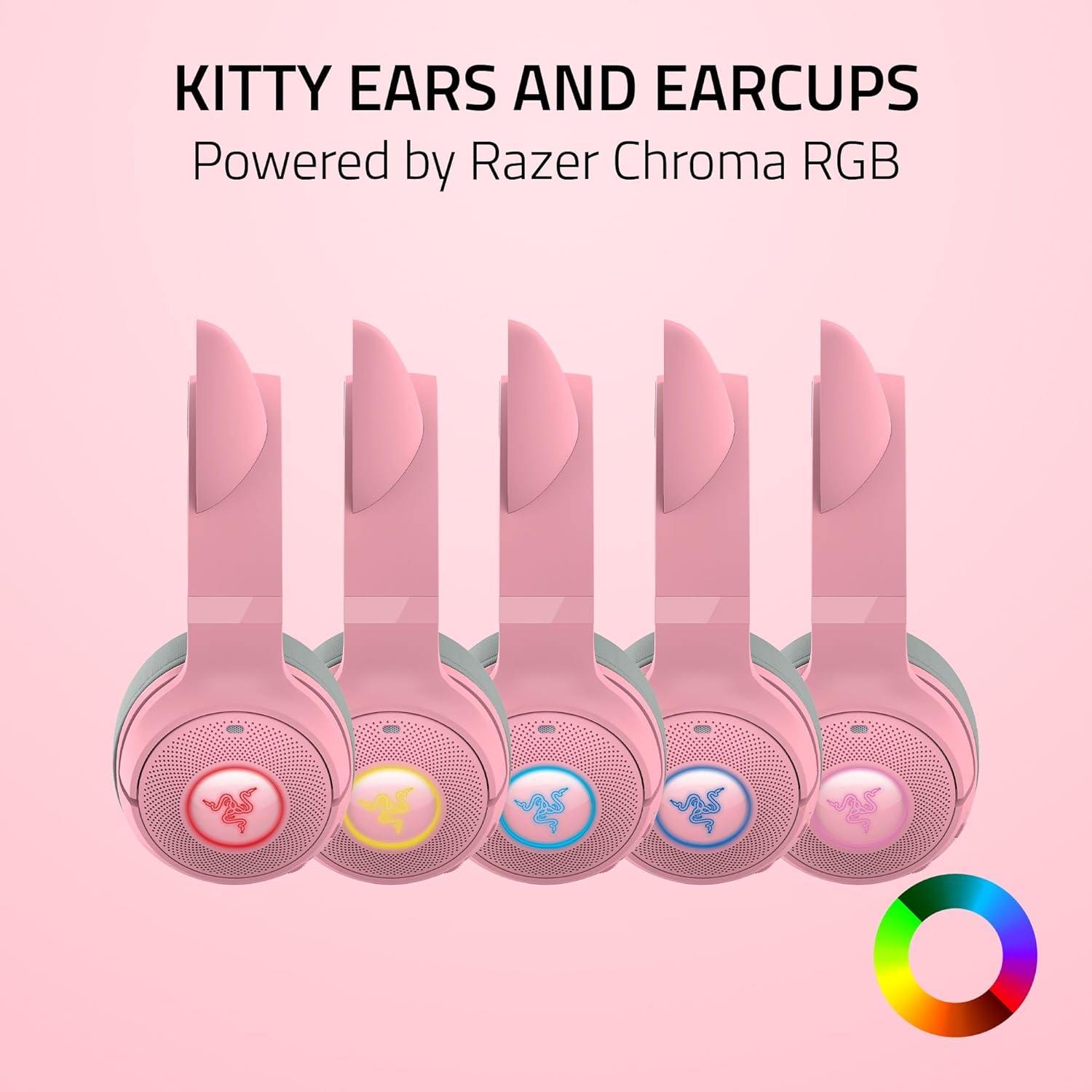 Razer Gaming Headset Kraken Kitty V2 Bluetooth Chroma RGB With Boom Mic Dual Mic Noise Cancelling Quartz Gaming Headsets