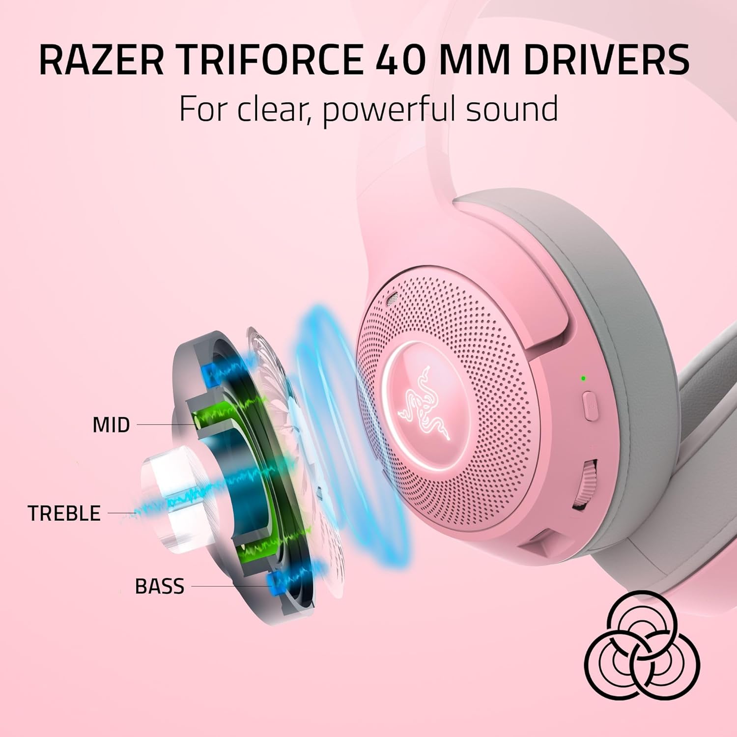 Razer Gaming Headset Kraken Kitty V2 Bluetooth Chroma RGB With Boom Mic Dual Mic Noise Cancelling Quartz Gaming Headsets