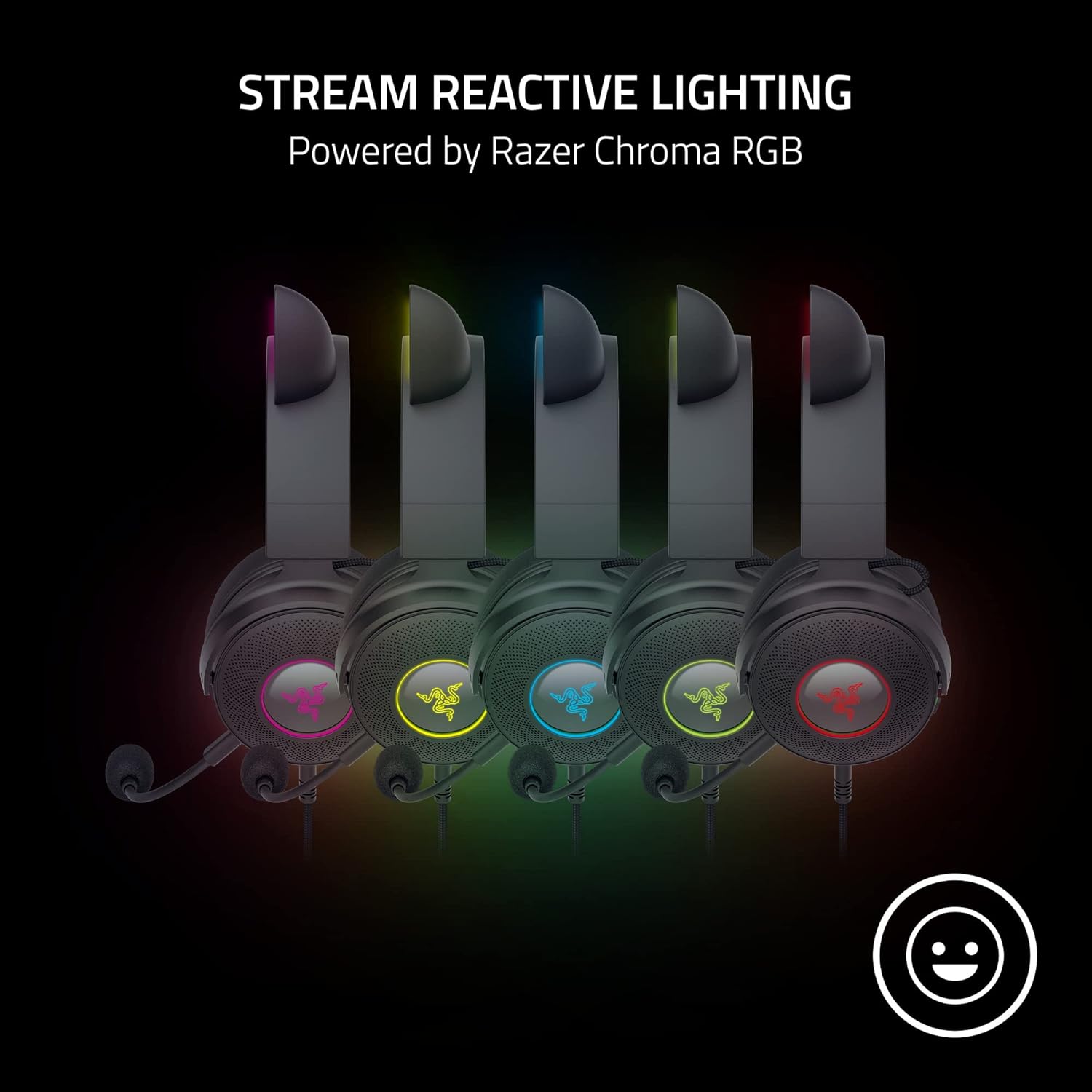 Razer Gaming Headset Kraken Kitty V2 Pro - Wired Stream Reactive RGB Interchangeable Ears Detachable HyperClear Mic THX Spatial Audio Passive Noise Cancelling Gaming Headsets