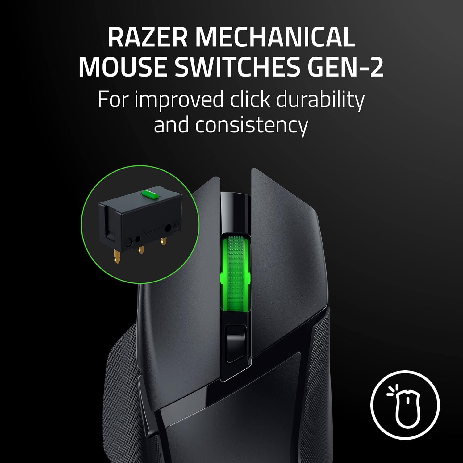 Razer Gaming Mouse Wireless Basilisk V3 X HyperSpeed – Ergonomic With 9 Customizable Controls+Chroma RGB, Max 18000DPI – Black Gaming Mouse