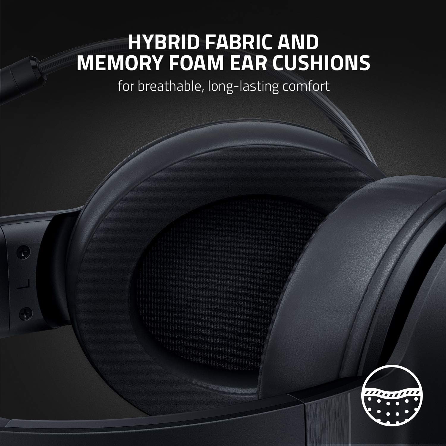 Razer Gaming Headset - Wired Kraken V3 X with Boom Hyperclear Cardioid Mic 7.1 Chroma RGB USB Black Gaming Headsets