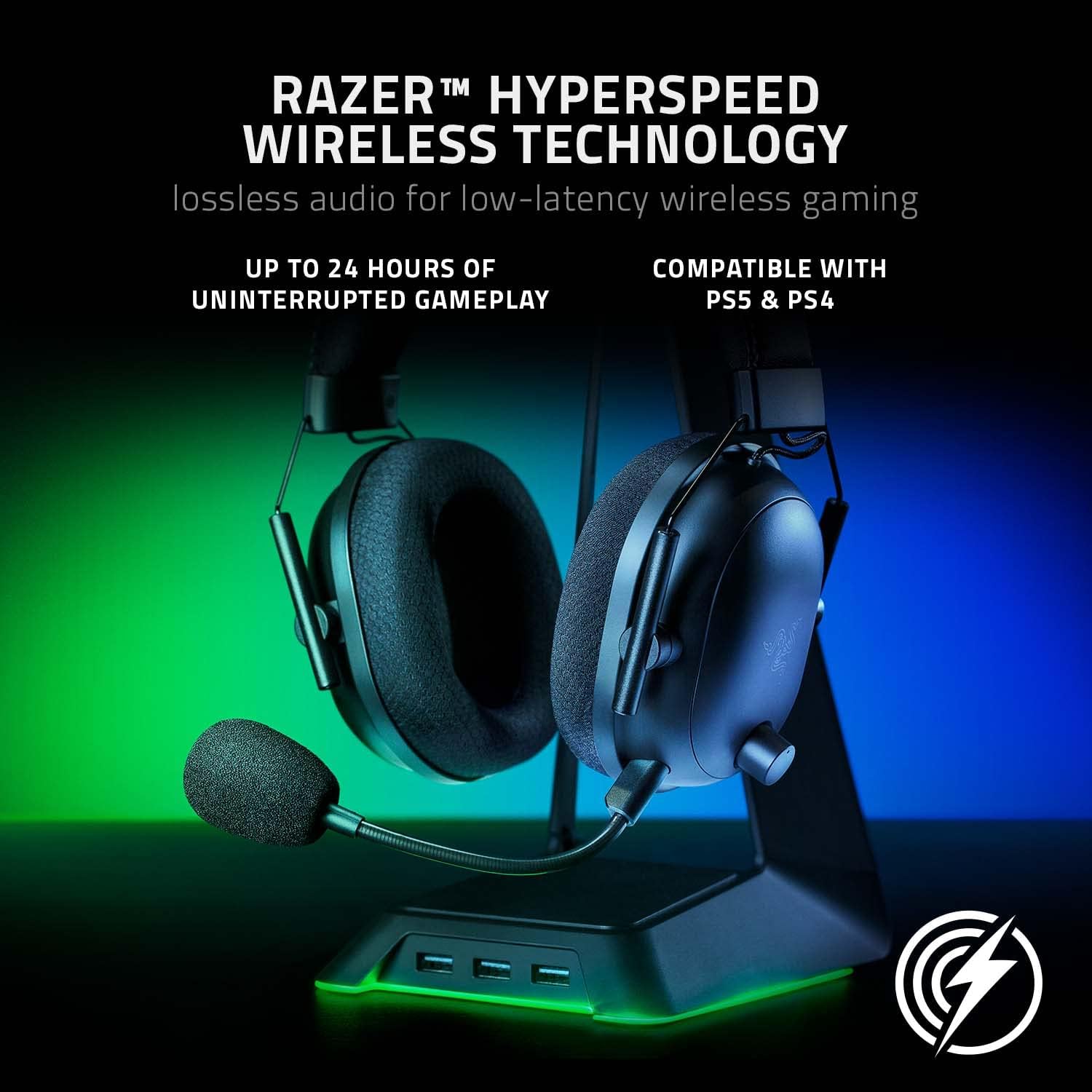 Razer Gaming Headset Wireless BlackShark V2 Pro With HyperClear Removable Super Wideband Mic, Noise Isolation,50MM Drivers, Esports Multiplatform, THX, Up To 70hrs Battery - Black Gaming Headsets