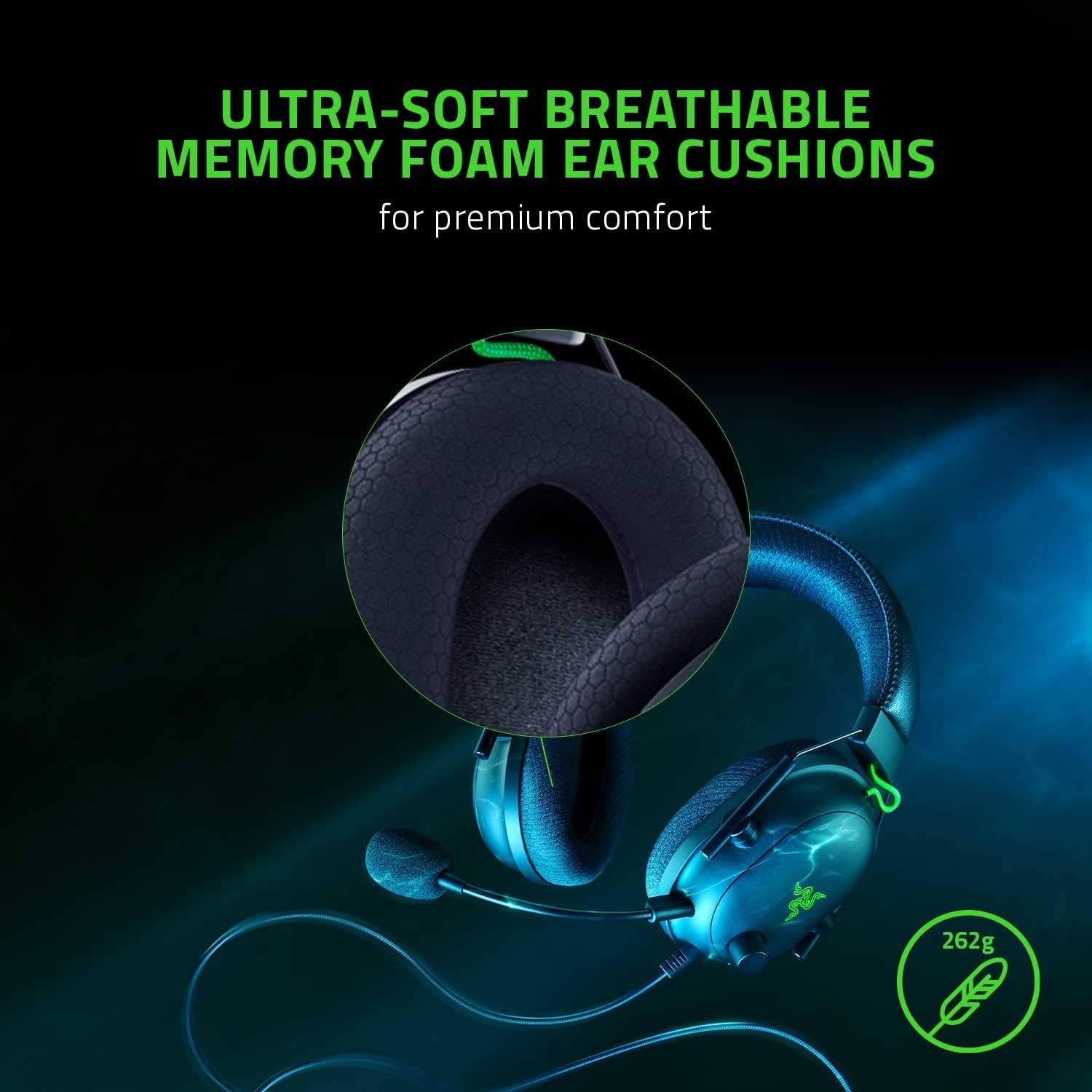 Razer Gaming Headset Wired BlackShark V2 HyperSpeed - With Boom Mic Advanced Passive Noise Isolating THX Bluetooth/USB-C Dongle/Wired USB-A ESports Gaming Headsets