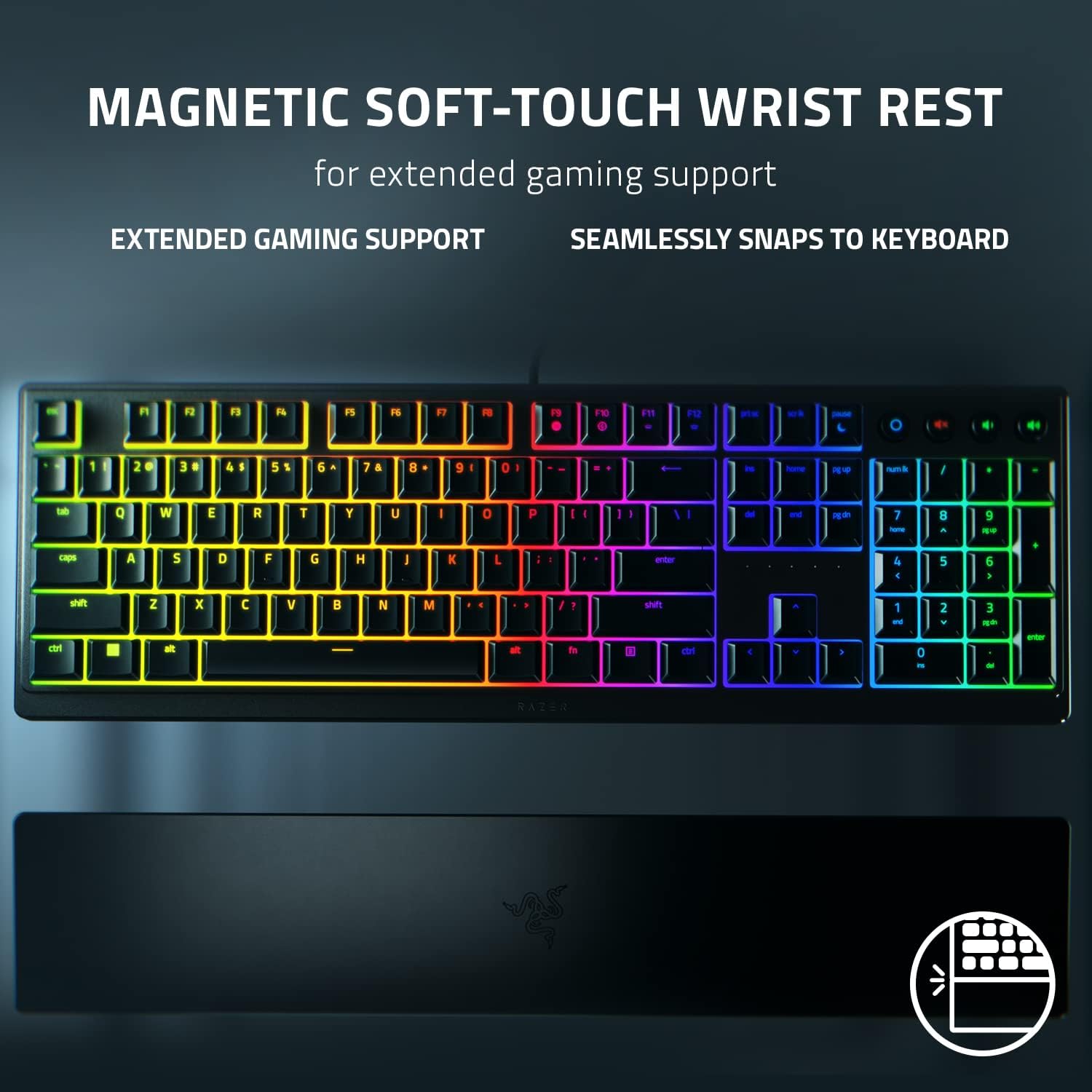Razer Gaming Keyboard Wired Ornata V3 Low-Profile Mecha-Membrane Switches With Sound Dampening Foam Chroma RGB – Black Keyboards