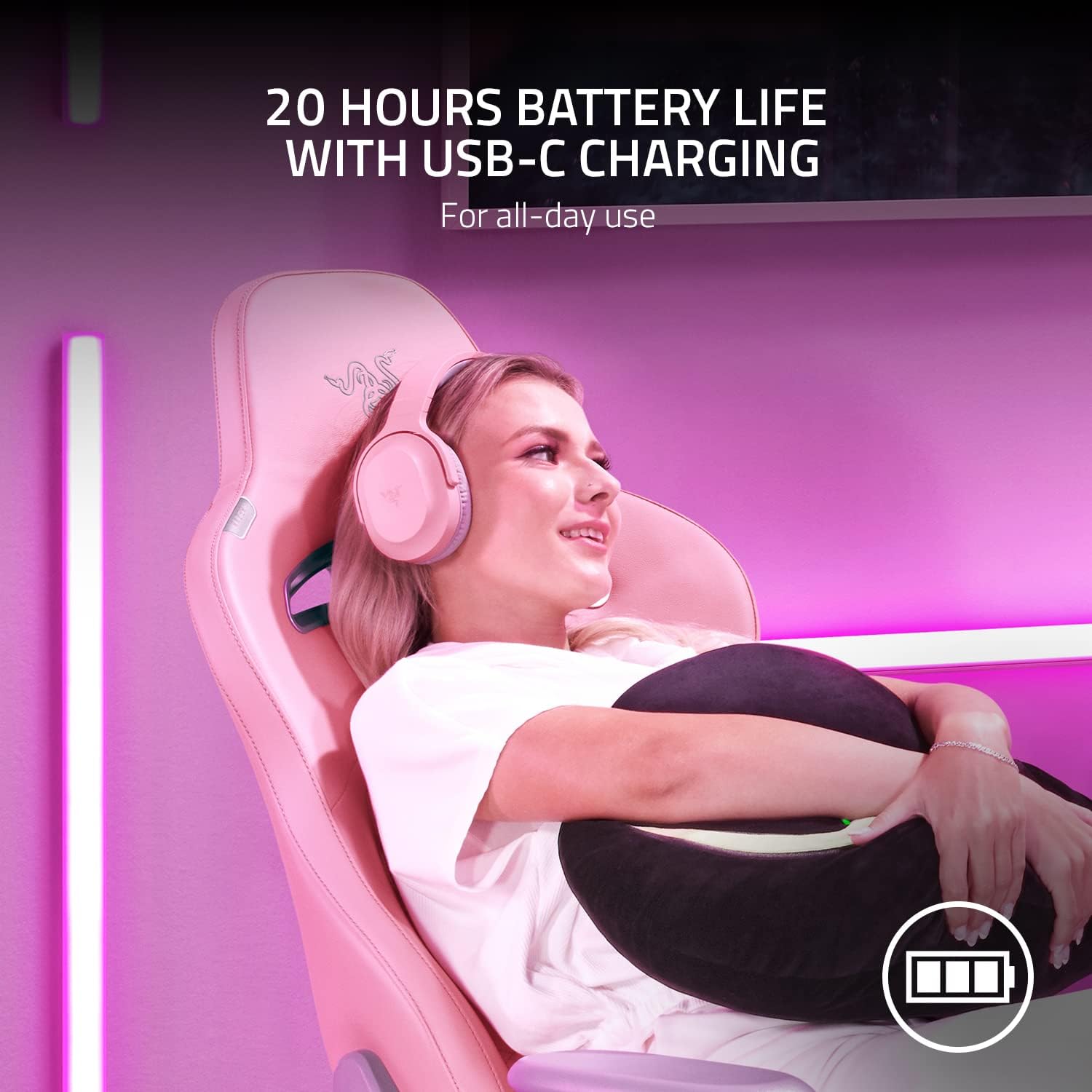 Razer Gaming & Mobile Headset Wireless Barracuda X 250g Ergonomic Design,Detachable HyperClear Mic,USB-C Or 3.5mm Analog Passive Noise Cancelling-Quartz Gaming Headsets