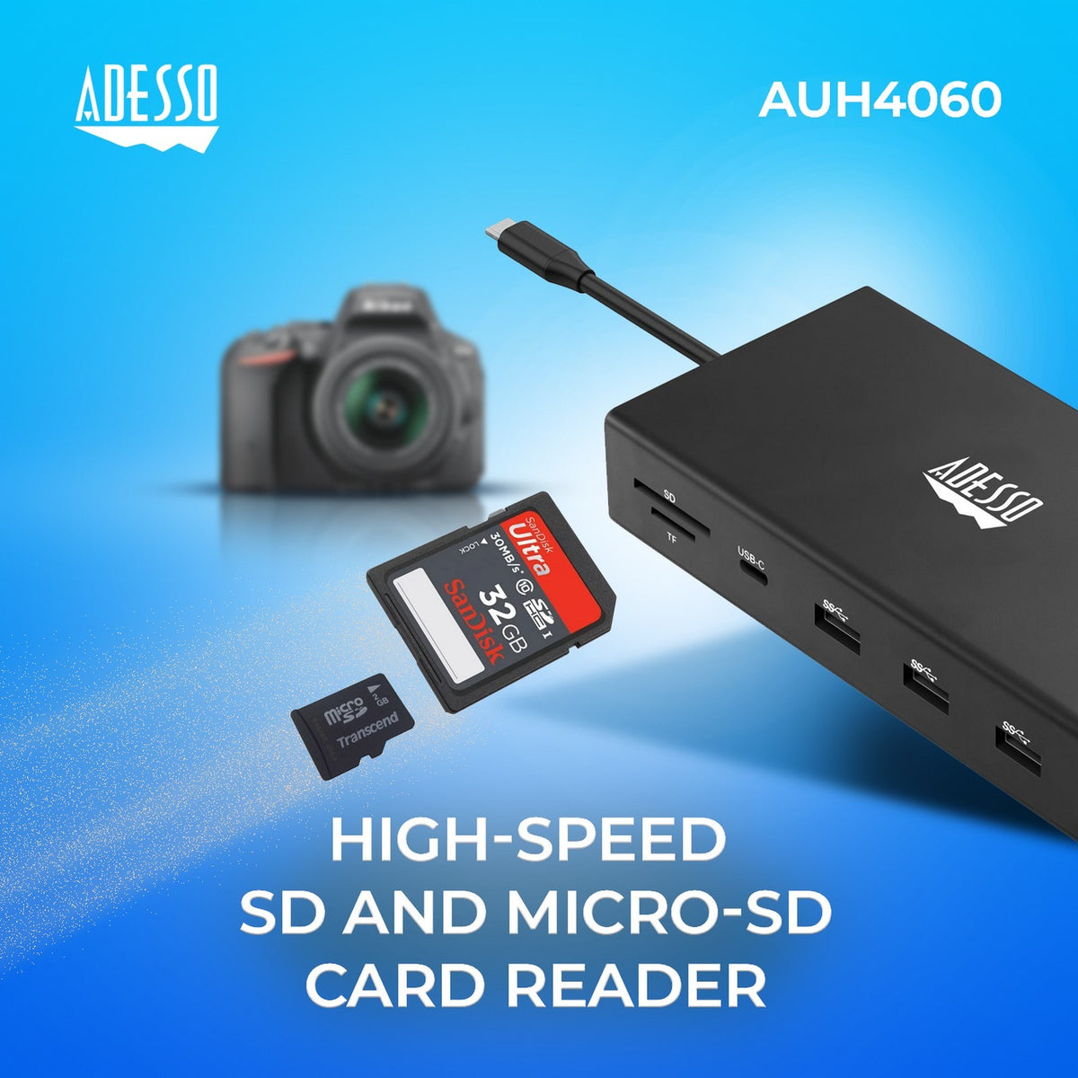 Adesso AUH-4060 SD and microSD card reader