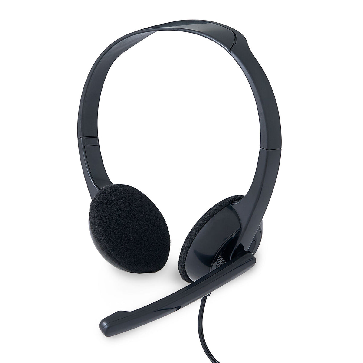 Verbatim 70721 black stereo headset with rotating microphone, three-quarter view