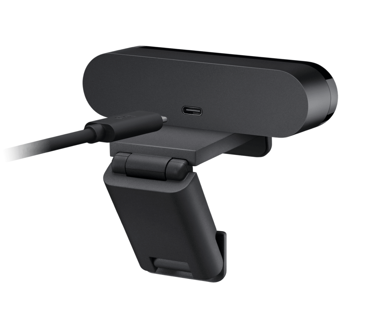 Logitech Brio 4K Graphite webcam rear USB connection view