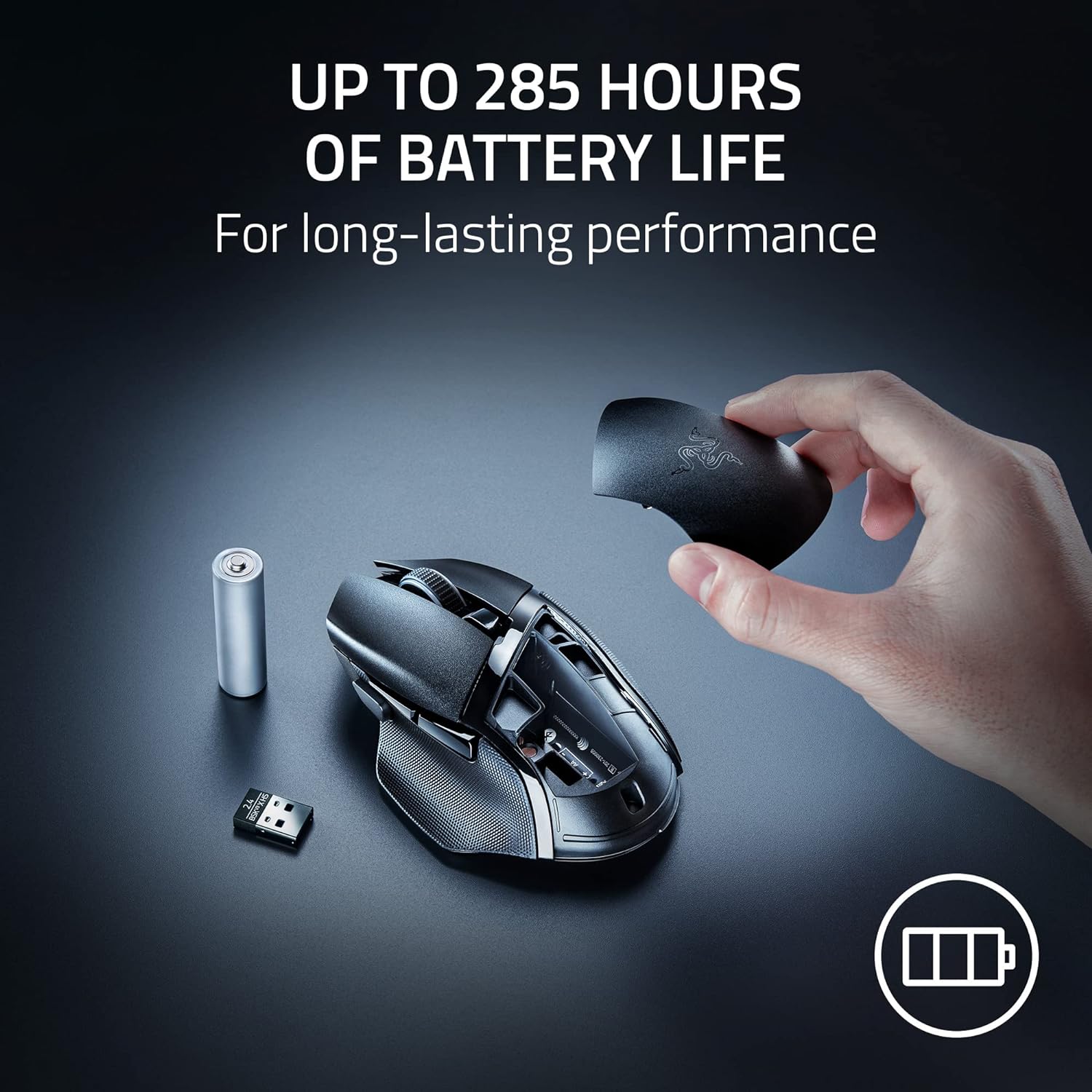 Razer Gaming Mouse Wireless Basilisk V3 X HyperSpeed – Ergonomic With 9 Customizable Controls+Chroma RGB, Max 18000DPI – Black Gaming Mouse