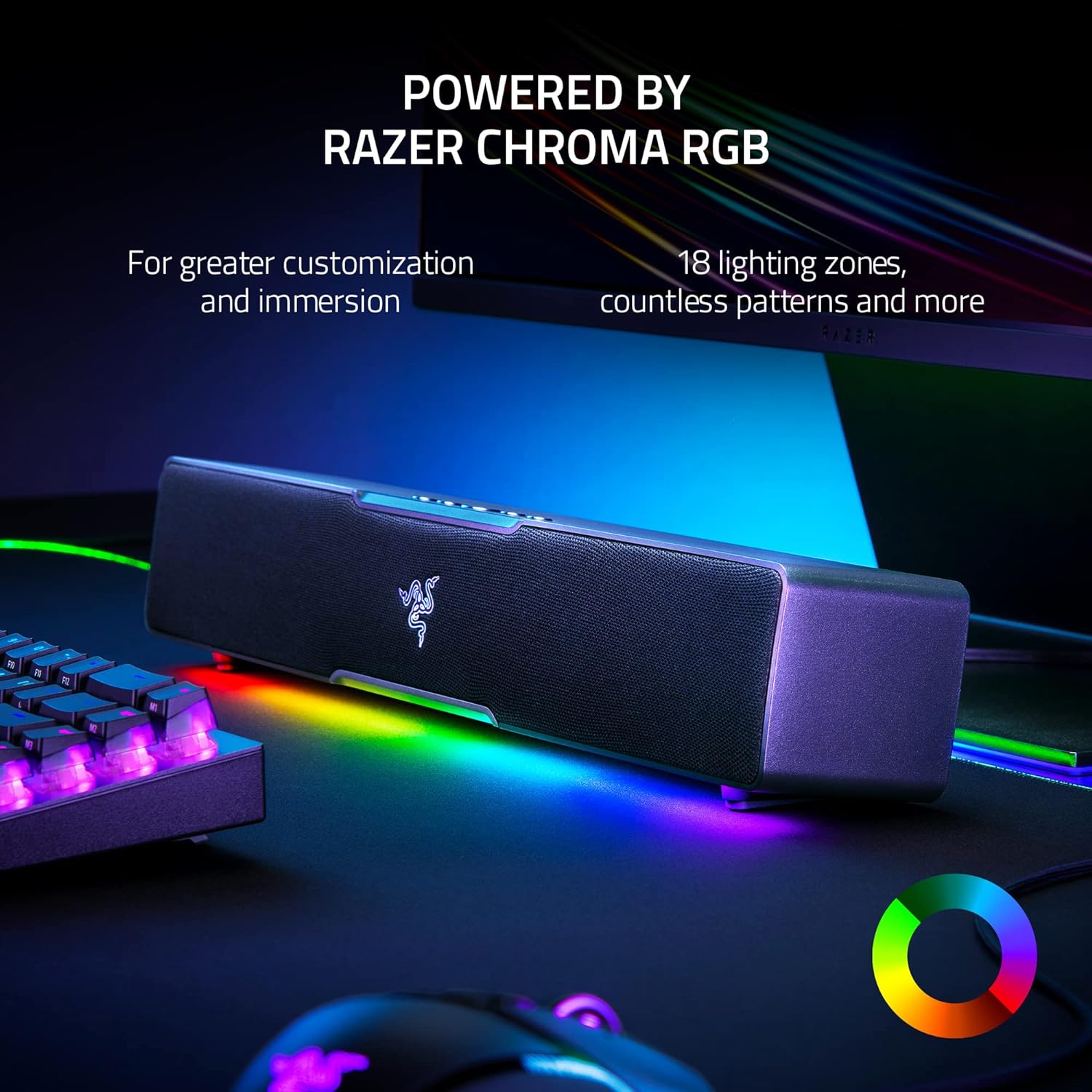 Razer Gaming Speaker Bluetooth Soundbar Leviathan V2 X Compact Desktop Form Factor Chroma RGB USB-C Power & Audio Delivery - Black Speakers