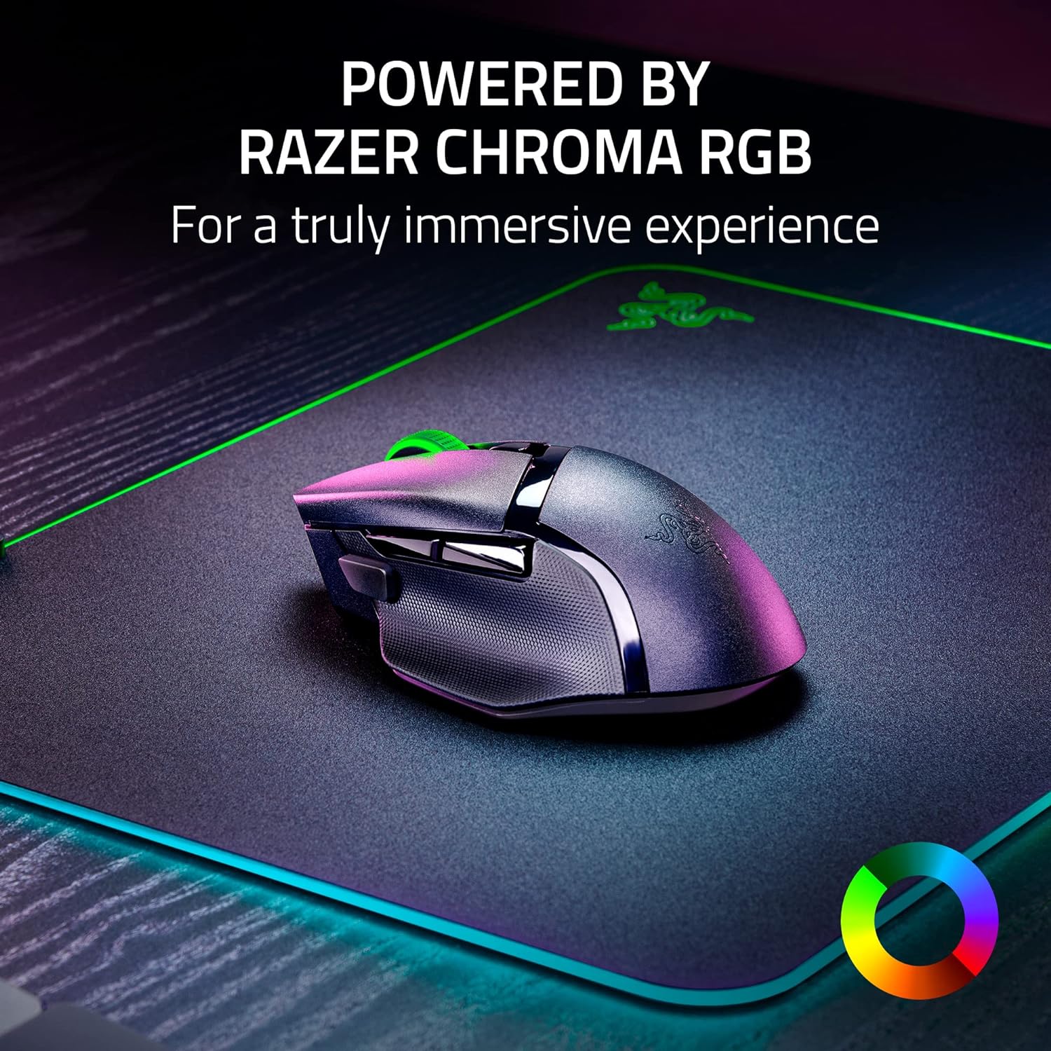 Razer Gaming Mouse Wireless Basilisk V3 X HyperSpeed – Ergonomic With 9 Customizable Controls+Chroma RGB, Max 18000DPI – Black Gaming Mouse