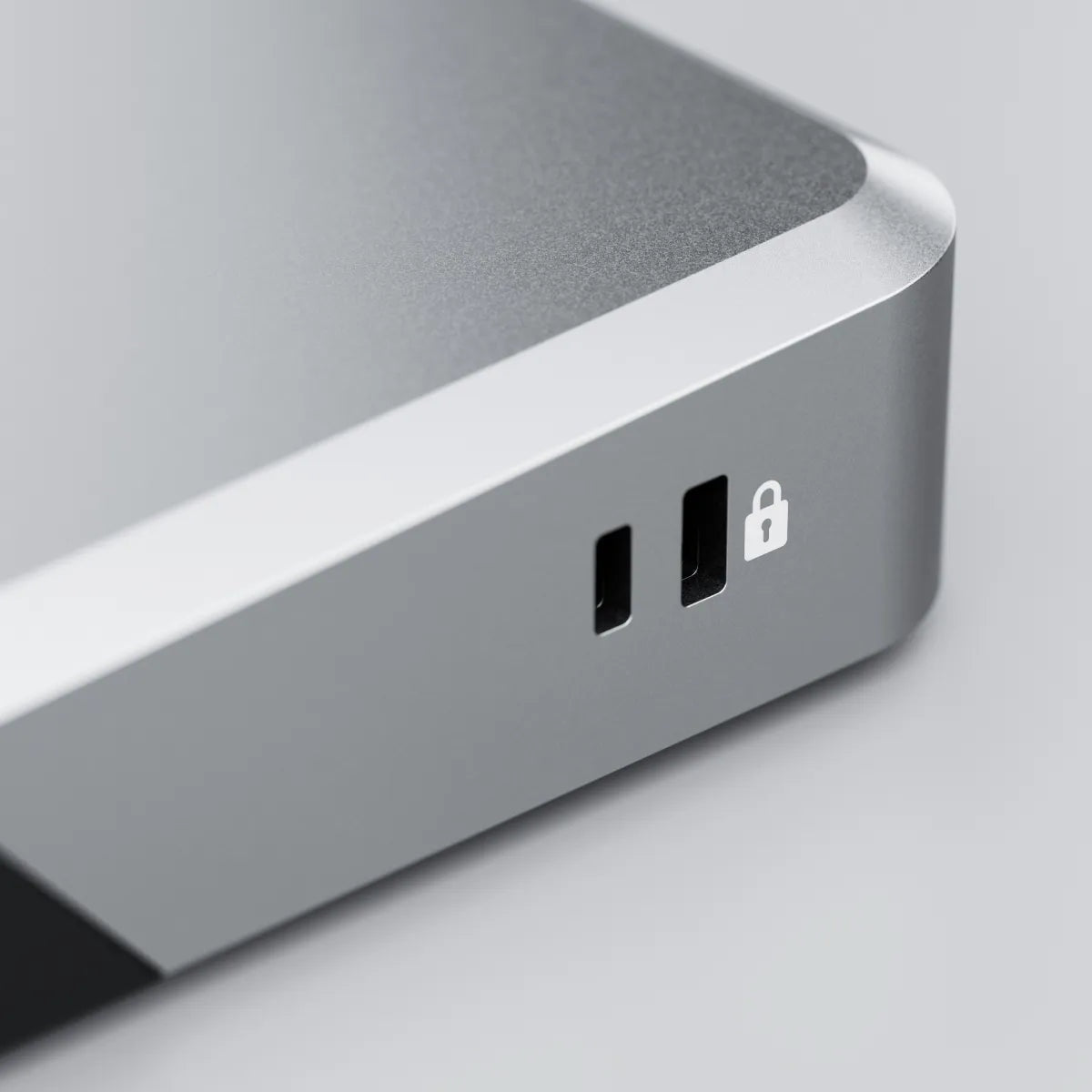 Close view of the MX2 dock security lock slots