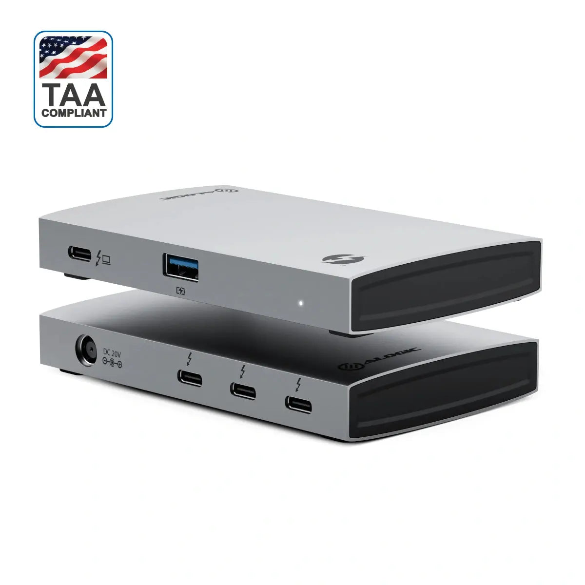 ALOGIC Thunderbolt 4 BLAZE Hub in Space Grey and black, product views
