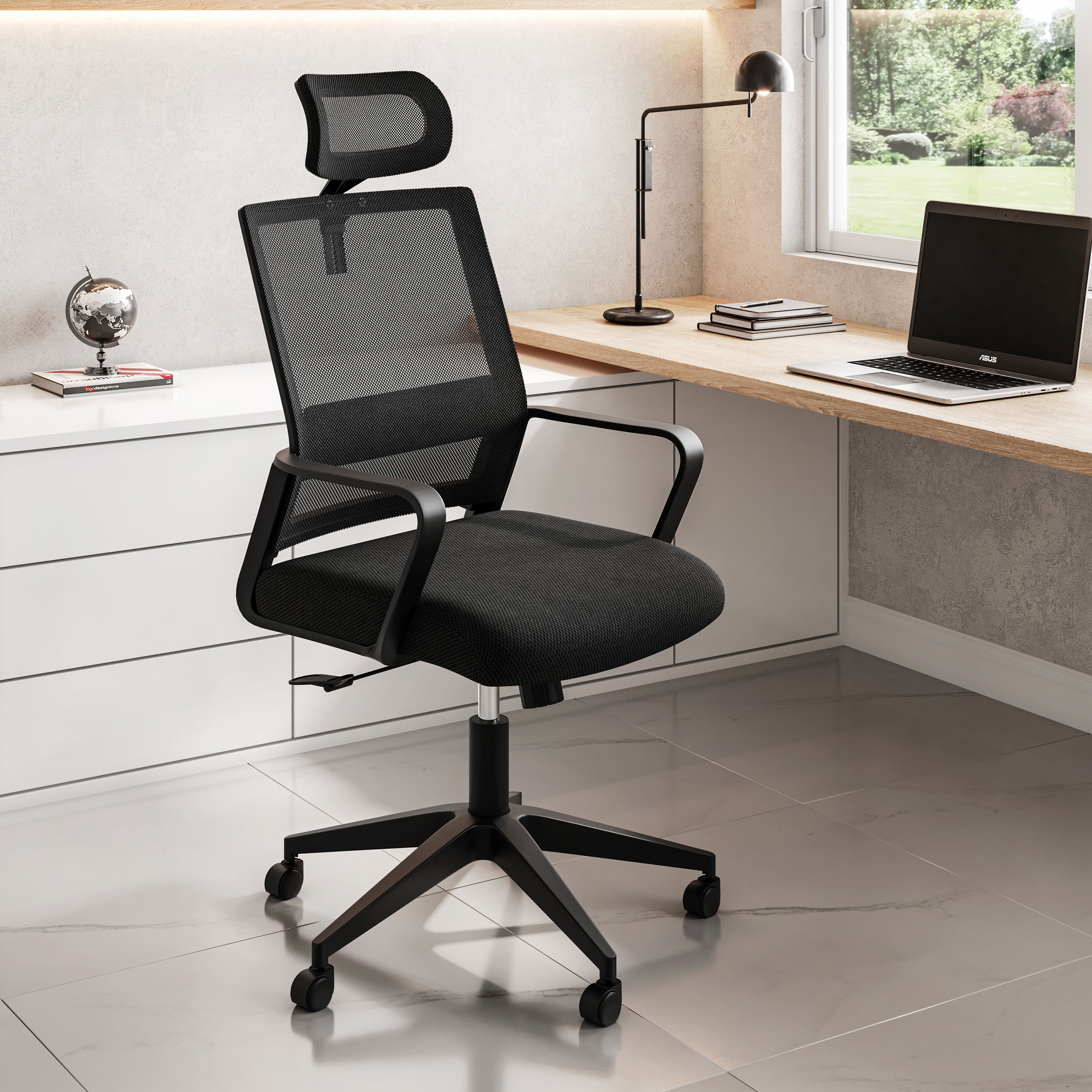 Techni Mobili Ergonomic Office Chair with Lumbar Support and Adjustable Headrest Office Chairs