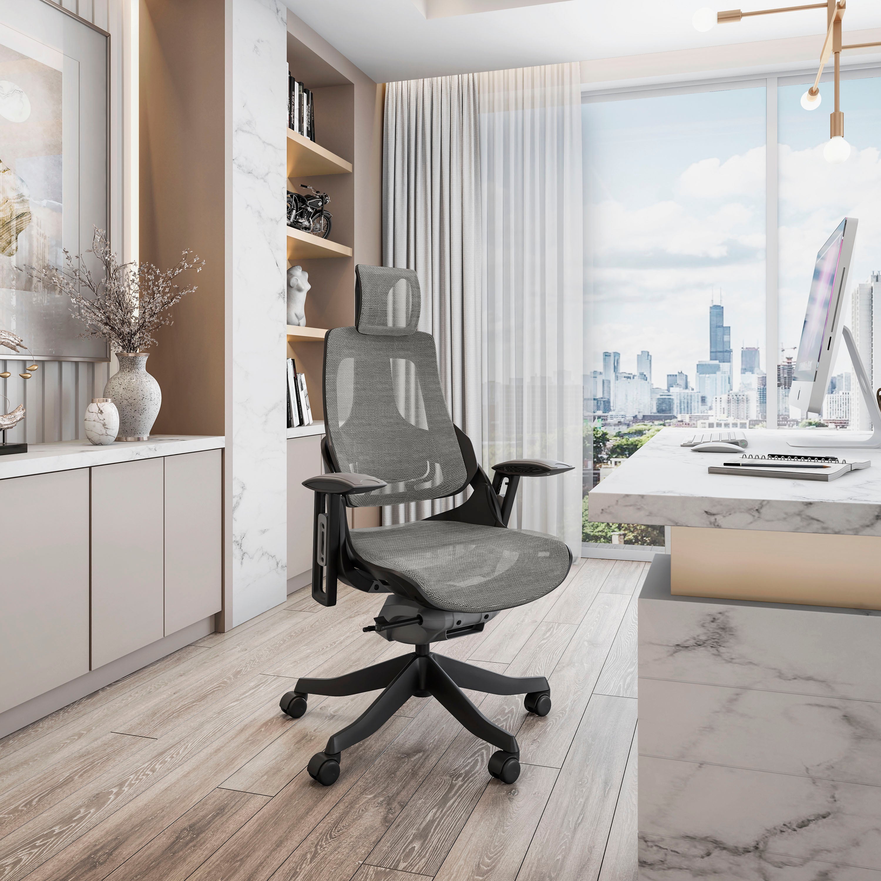Techni Mobili LUX Ergonomic Executive Chair, Grey Office Chairs