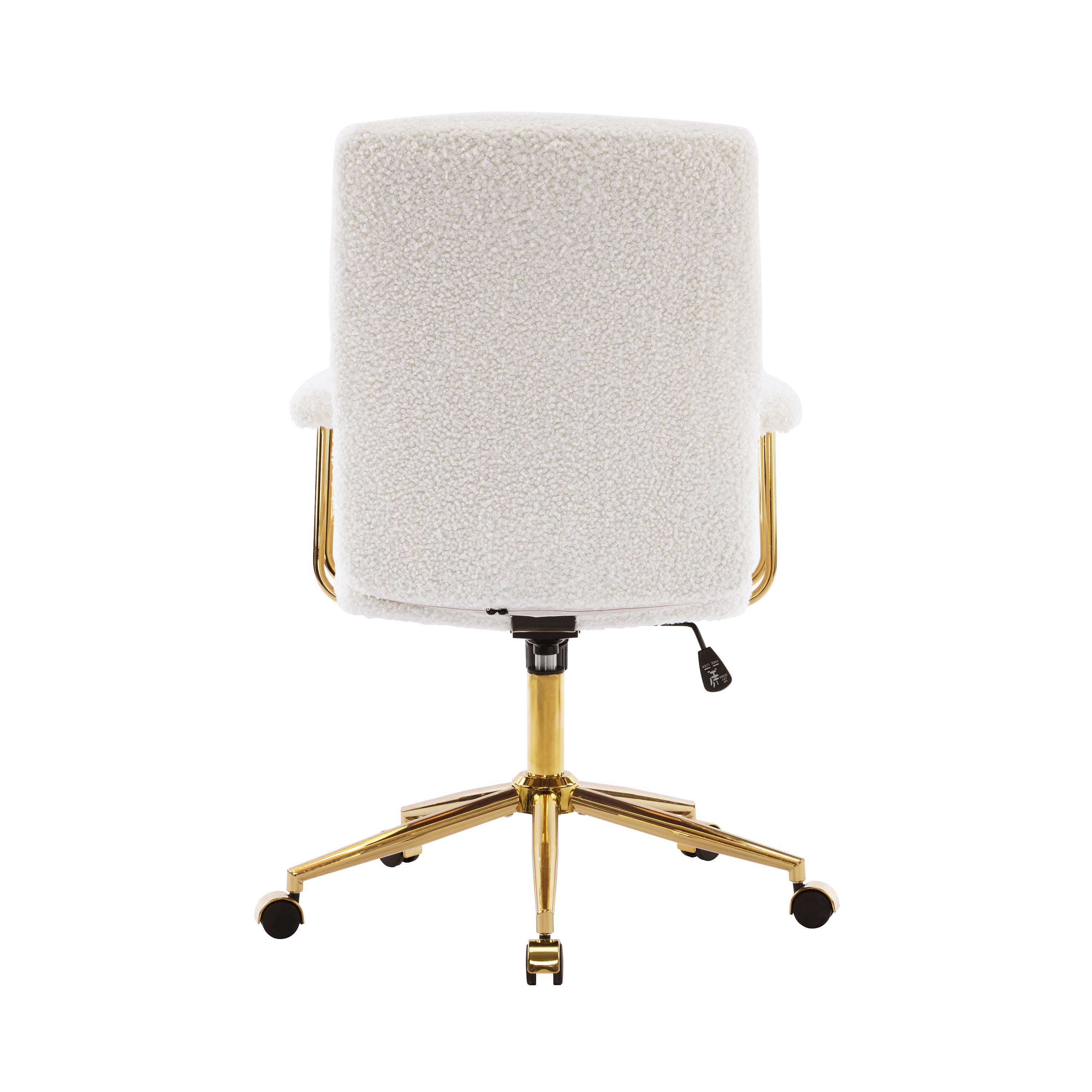 Techni Mobili Elegant Textured Boucle White and Gold Office Chair Office Chairs
