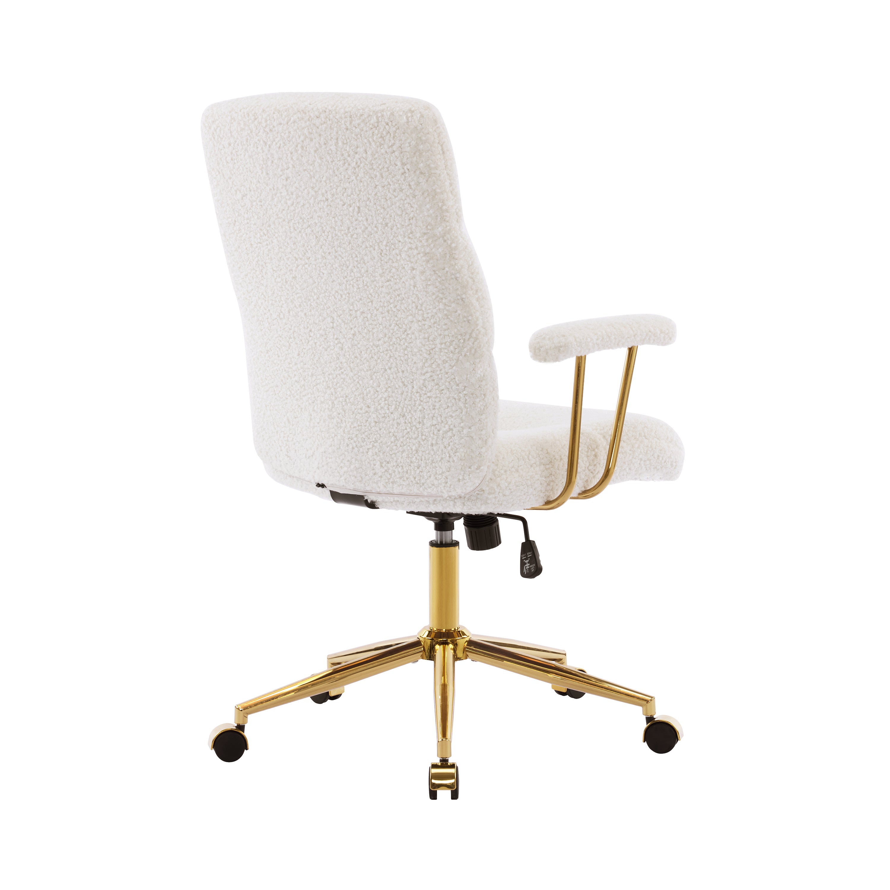 Techni Mobili Elegant Textured Boucle White and Gold Office Chair Office Chairs
