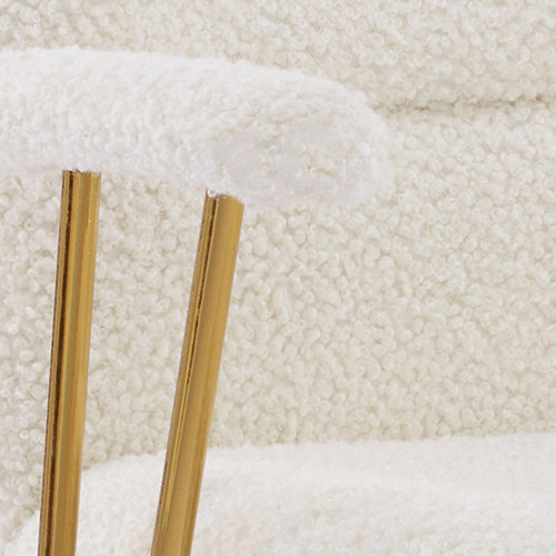 Techni Mobili Elegant Textured Boucle White and Gold Office Chair Office Chairs