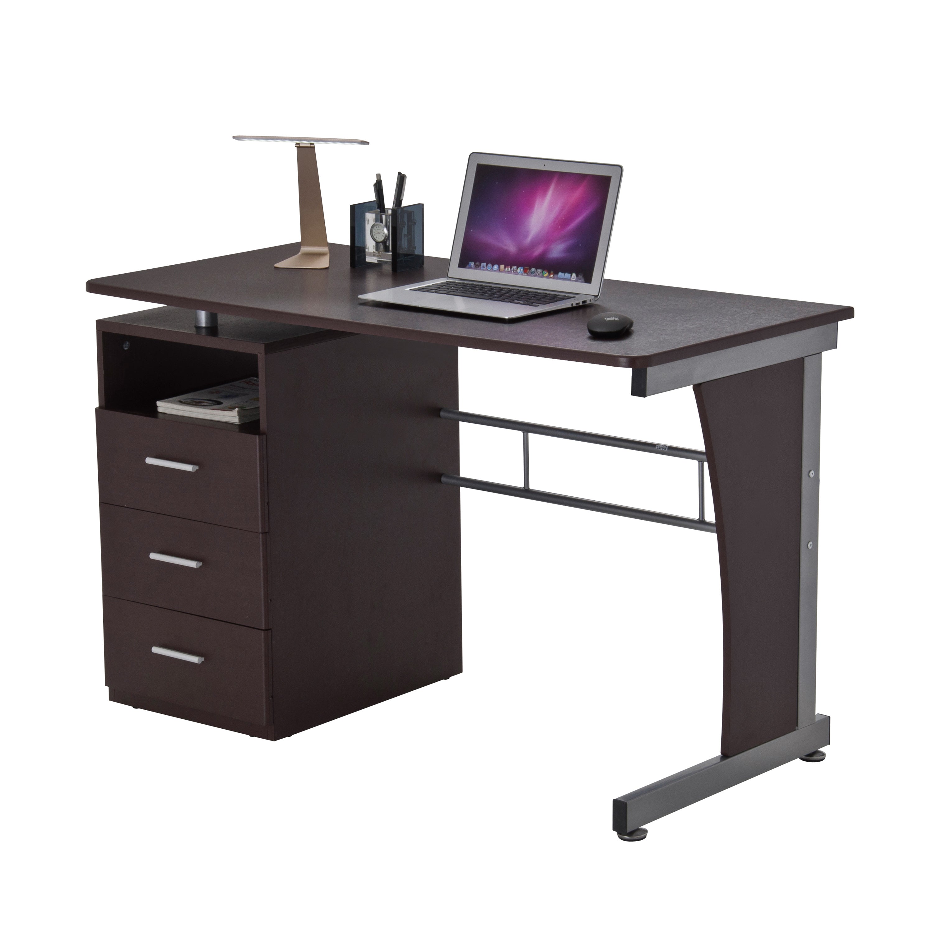 Techni Mobili Computer Desk with Ample Storage, Chocolate Desks