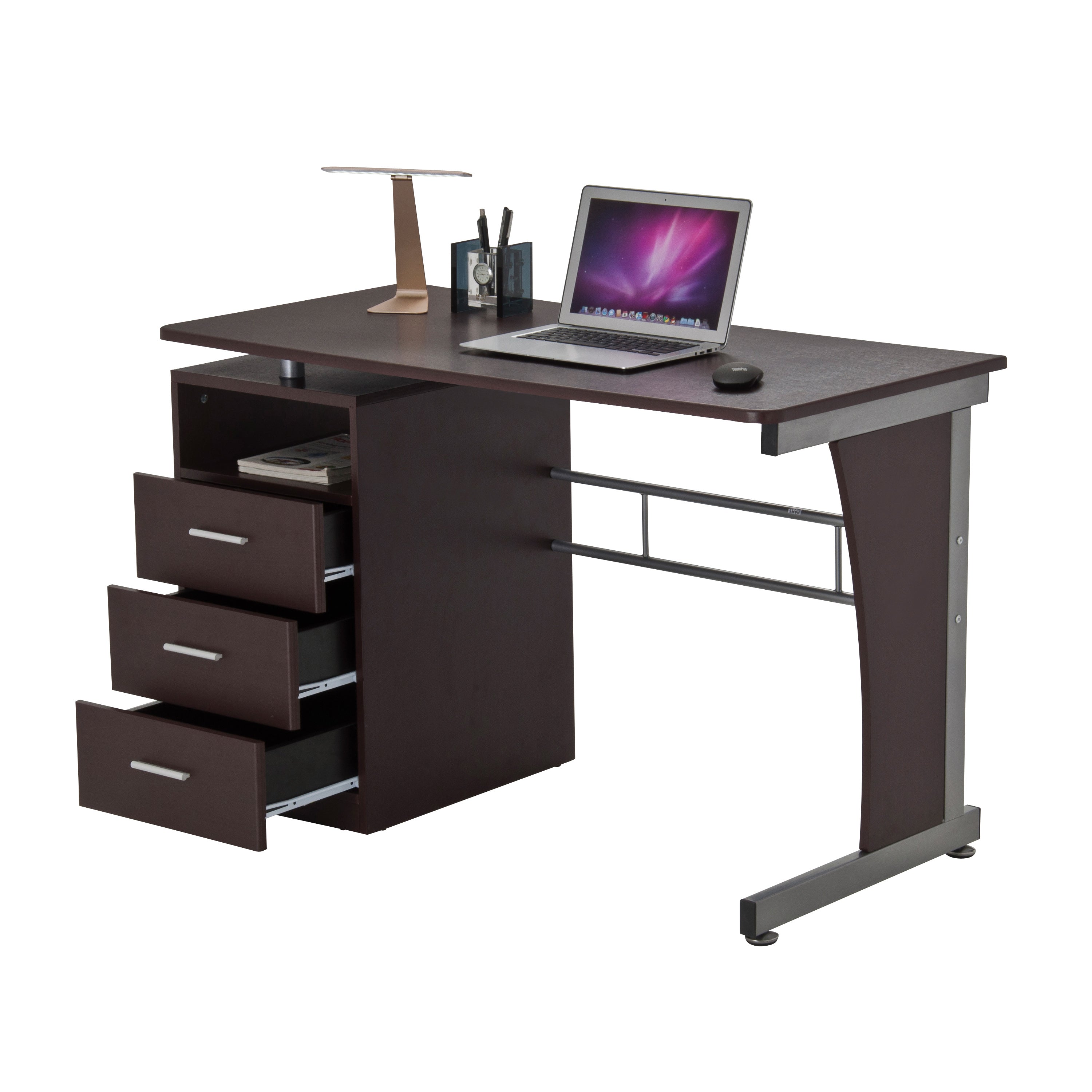 Techni Mobili Computer Desk with Ample Storage, Chocolate Desks