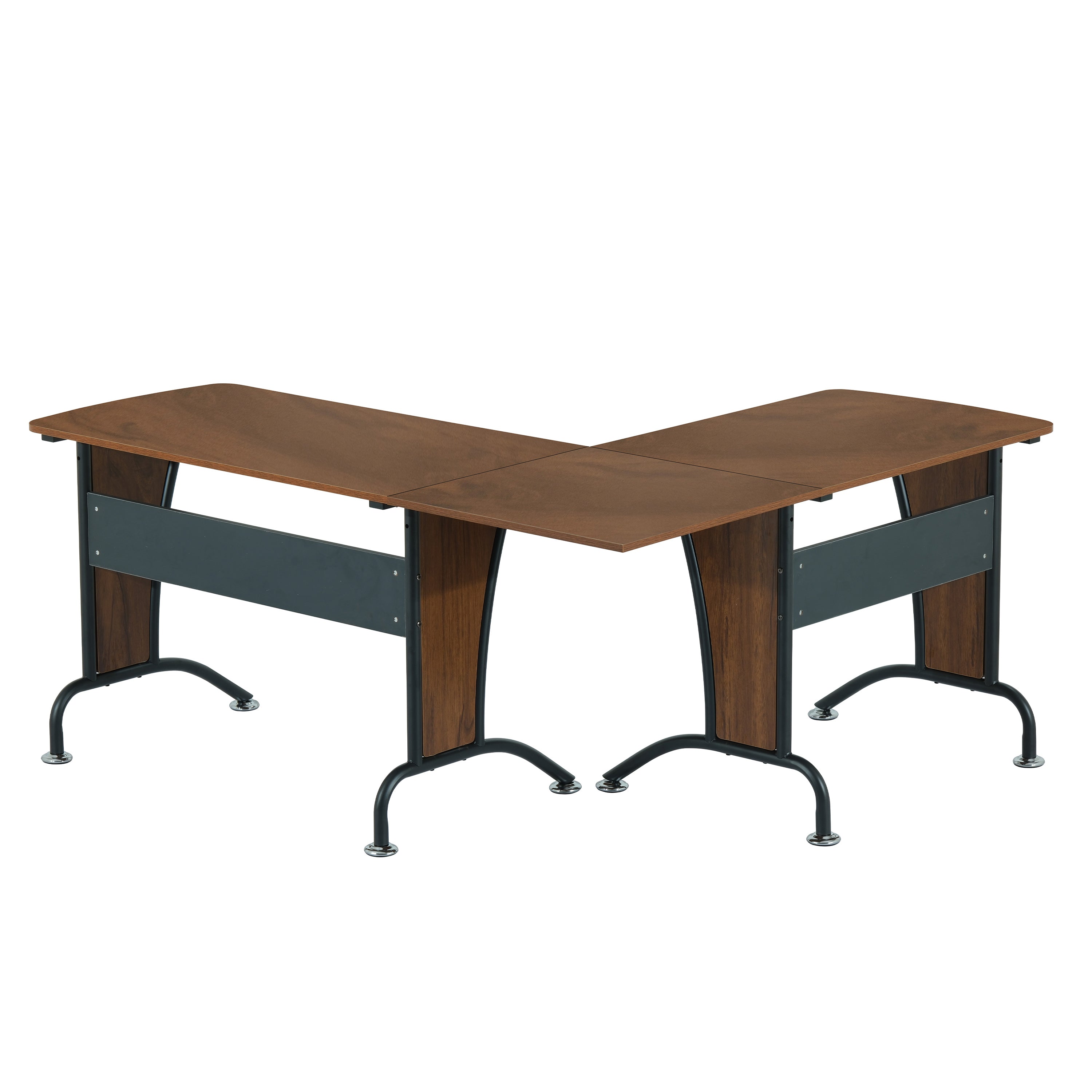 Techni Mobili Deluxe L-Shaped Desk with Inline Team Desk Option Desks