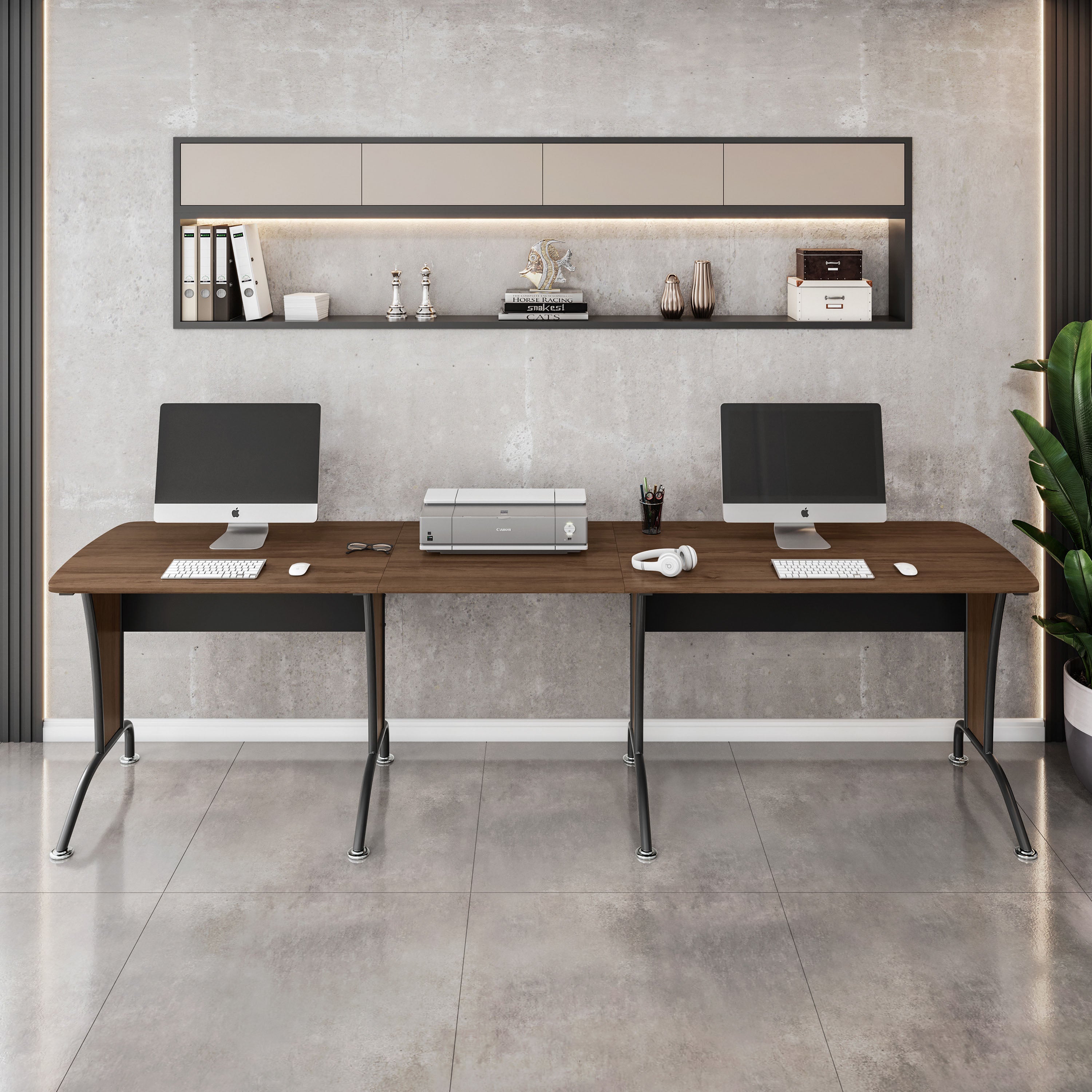 Techni Mobili Deluxe L-Shaped Desk with Inline Team Desk Option Desks