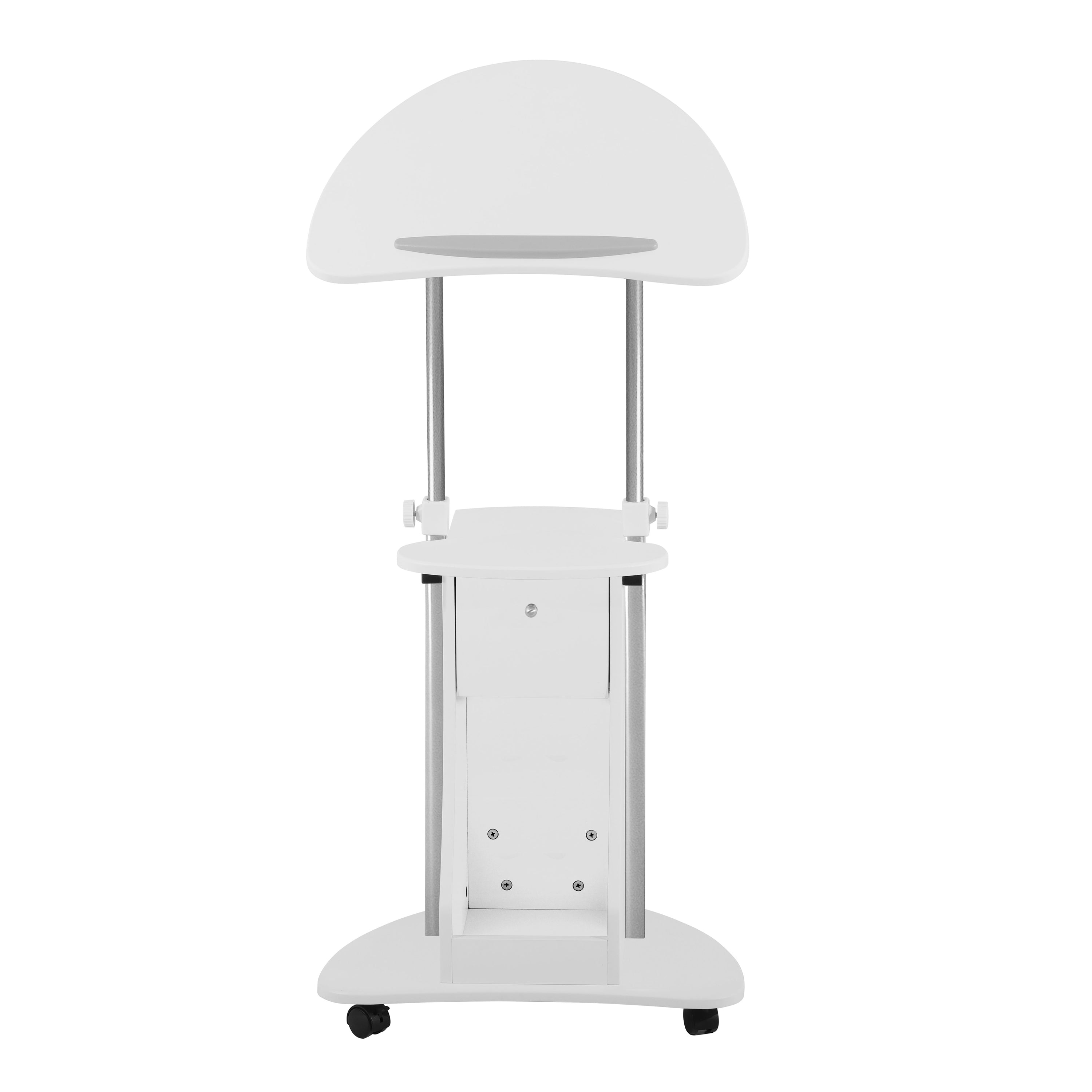 Techni Mobili Sit-to-Stand Rolling Adjustable Height Laptop Cart With Storage Desks