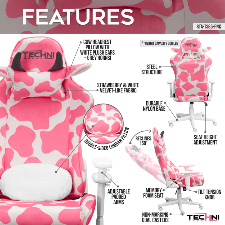 Techni Sport Cow Series Gaming Chair Ergonomic Gaming Chairs