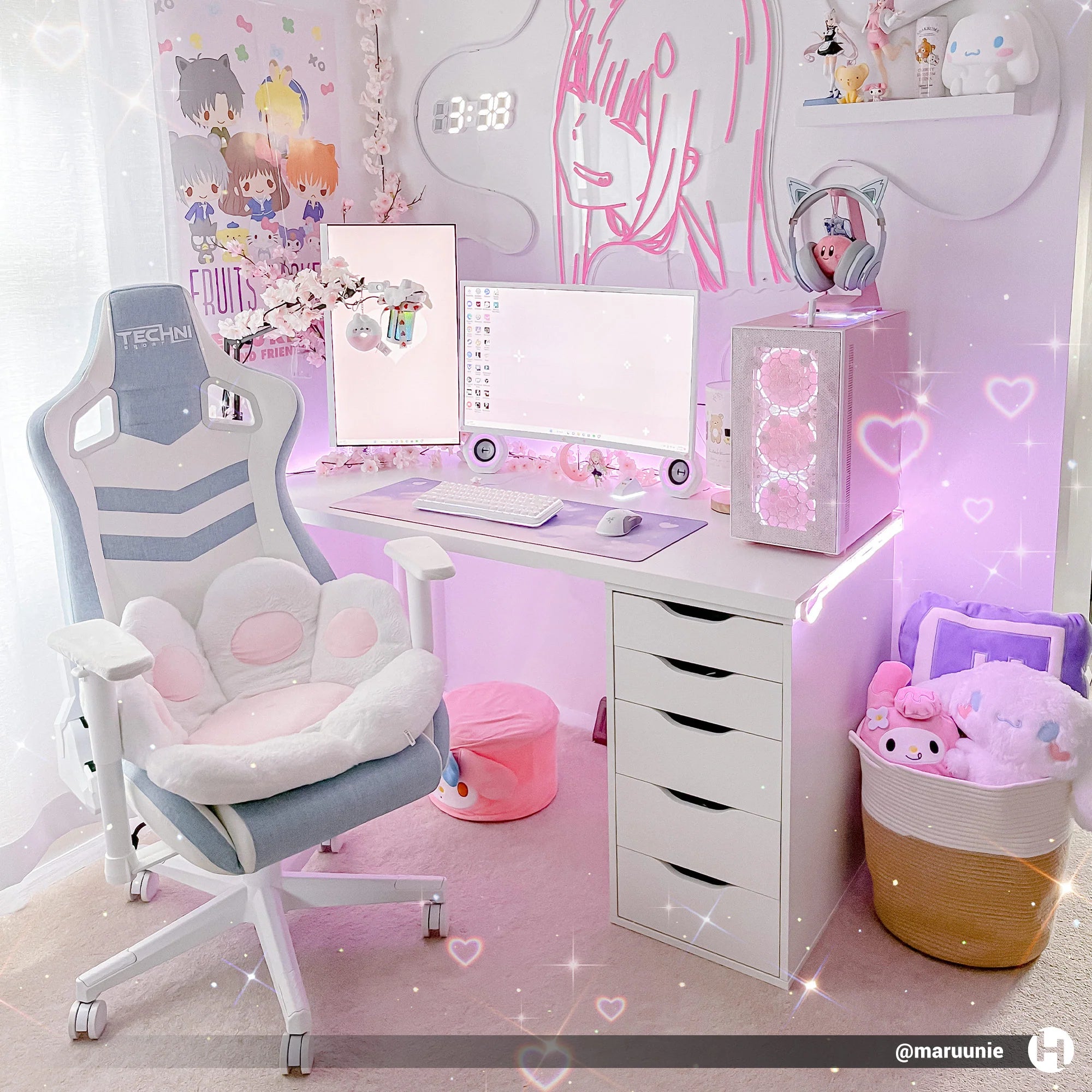 Techni Sport TS86 Ergonomic Pastel Gaming Chair, Blue Gaming Chairs