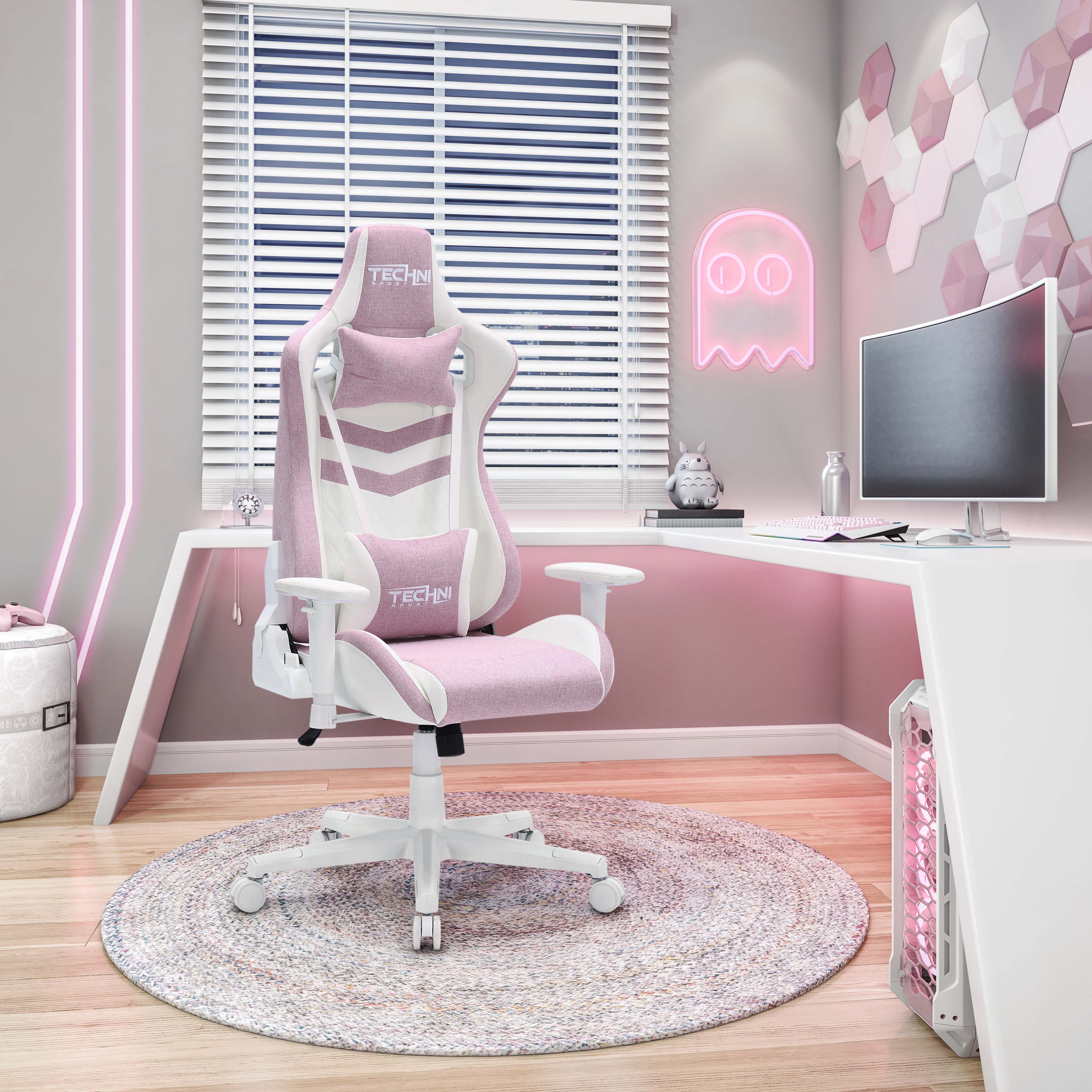 Techni Sport TS86 Ergonomic Pastel Gaming Chair, Pink Gaming Chairs
