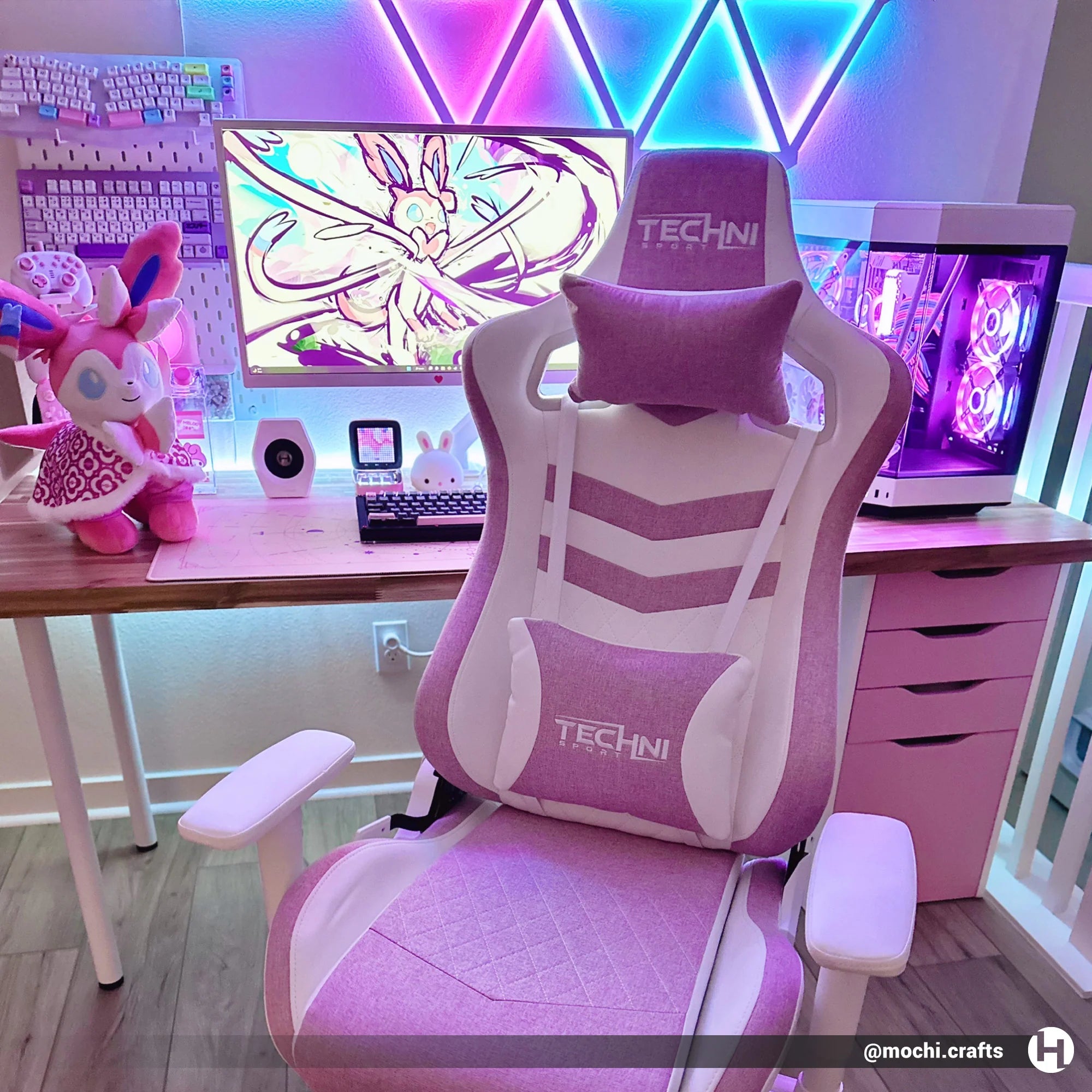 Techni Sport TS86 Ergonomic Pastel Gaming Chair, Pink Gaming Chairs